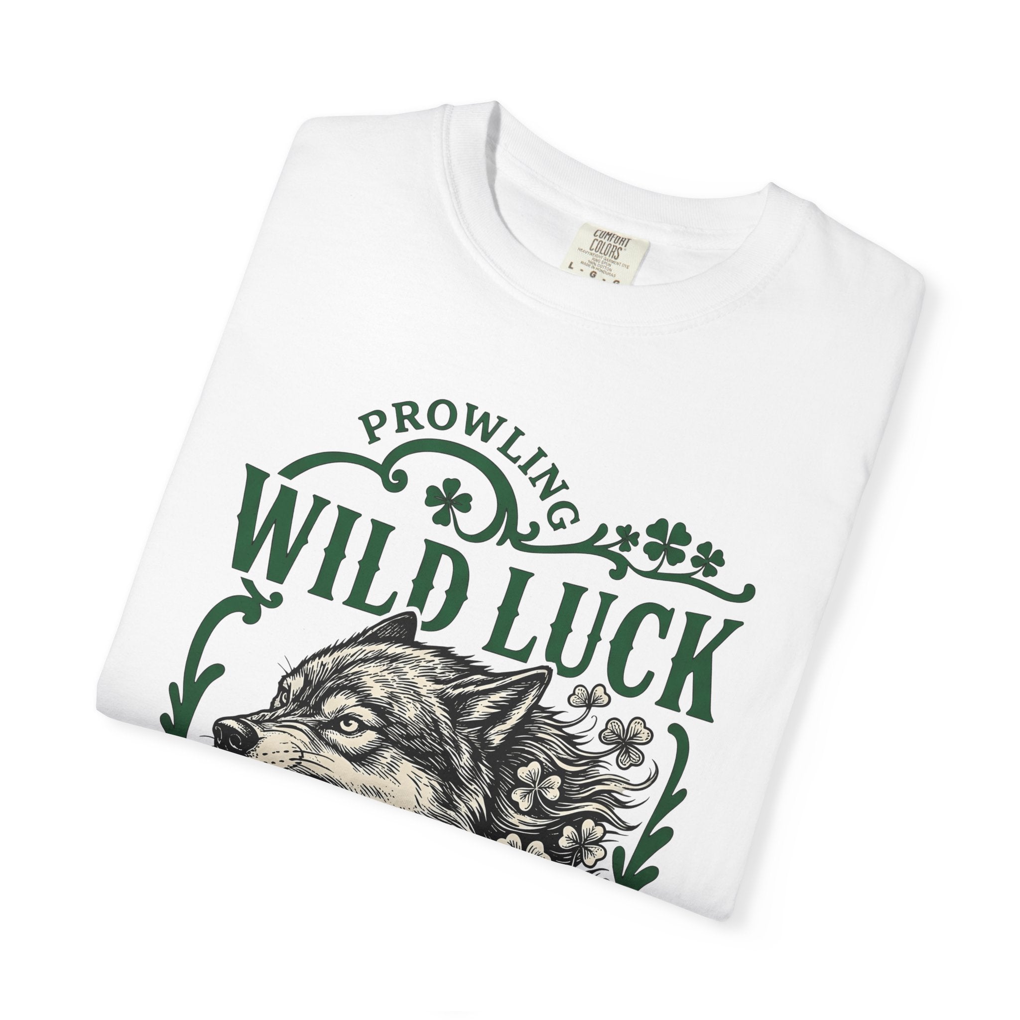 Wolf Head Shirt St Patrick's Day Animal Gift Women Tattoo Tee Wolf T-Shirt Luck Fan Traditional Tshirt Creature Graphic Vintage Horseshoe
