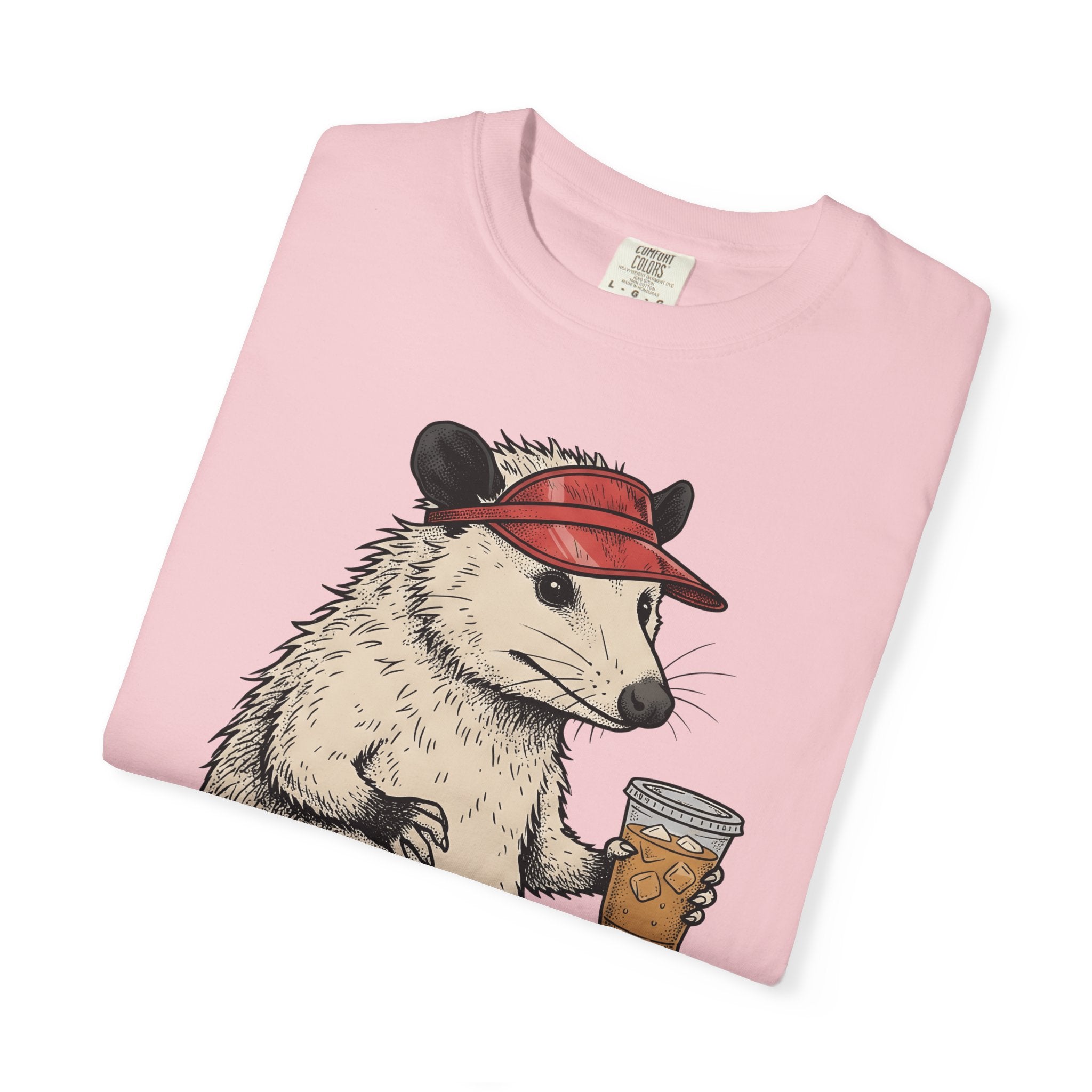Opossum Skate Wheels Shirt Funny Pets Gift Women Cartoon Tee Skateboard Wheels T-Shirt Humor Fan Comic Tshirt Animal Graphic Line Art Iced