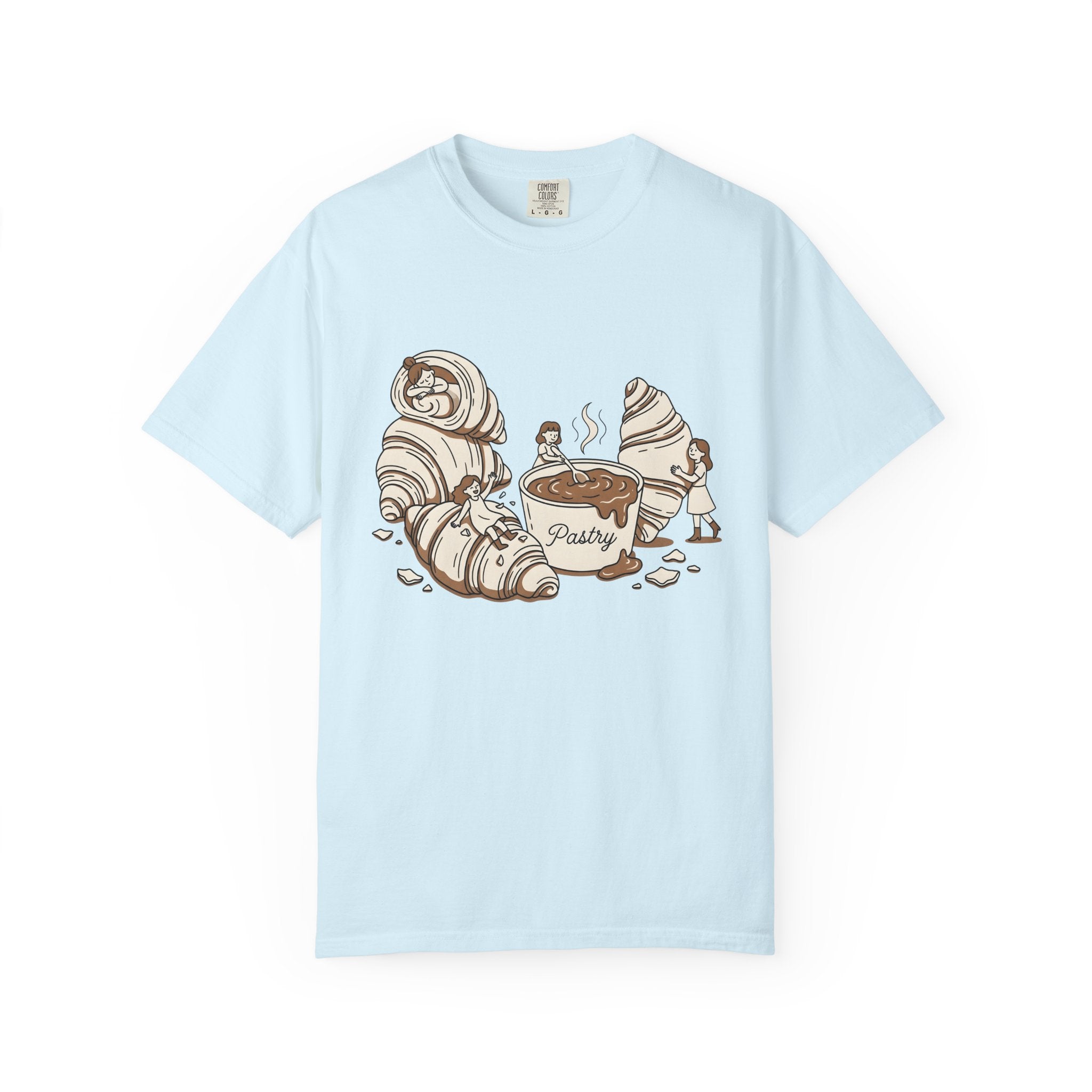 Croissant Shirt Desserts Pastry Gift Women Kawaii Tee Croissant T-Shirt Sweets Fan Cute Tshirt Bakery Graphic Sketch Latte Mug Tshirt