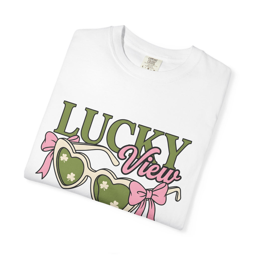 Heart Shades Shirt St Patrick's Day Clover Gift Women Modern Tee Shades T-Shirt Shamrock Fan Abstract Tshirt Shamrock Graphic Vintage Pink