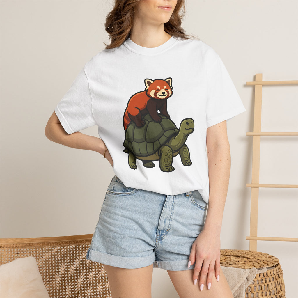 Red Panda Tortoise Shirt Animals Buddies Gift Women Sweet Tee Turtle Tortoise T-Shirt Animal Fan Cute Tshirt Best Buddies Graphic Comic