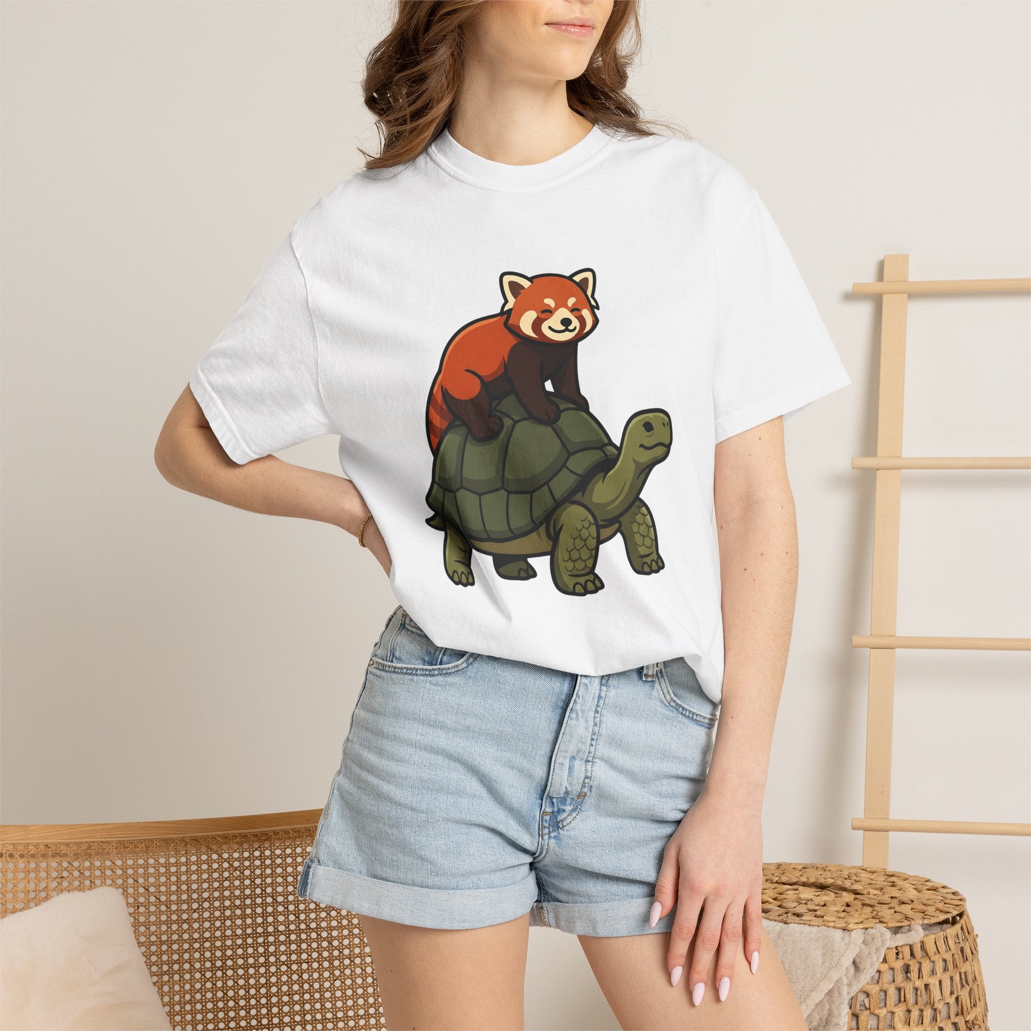 Red Panda Tortoise Shirt Animals Buddies Gift Women Sweet Tee Turtle Tortoise T-Shirt Animal Fan Cute Tshirt Best Buddies Graphic Comic