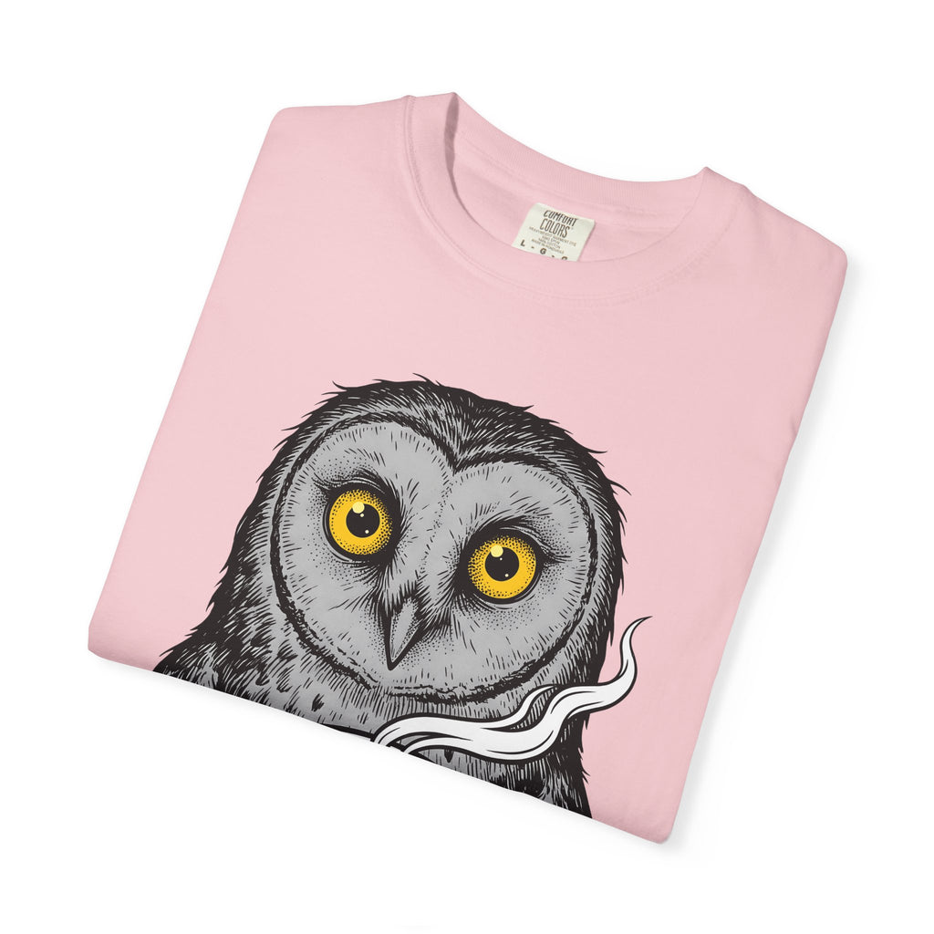 Owl Coffee Mug Shirt Coffee Pets Gift Women Line Art Tee Owl T-Shirt Coffee Fan Hoot Graphic Hand Drawn Steam Wave Tshirt