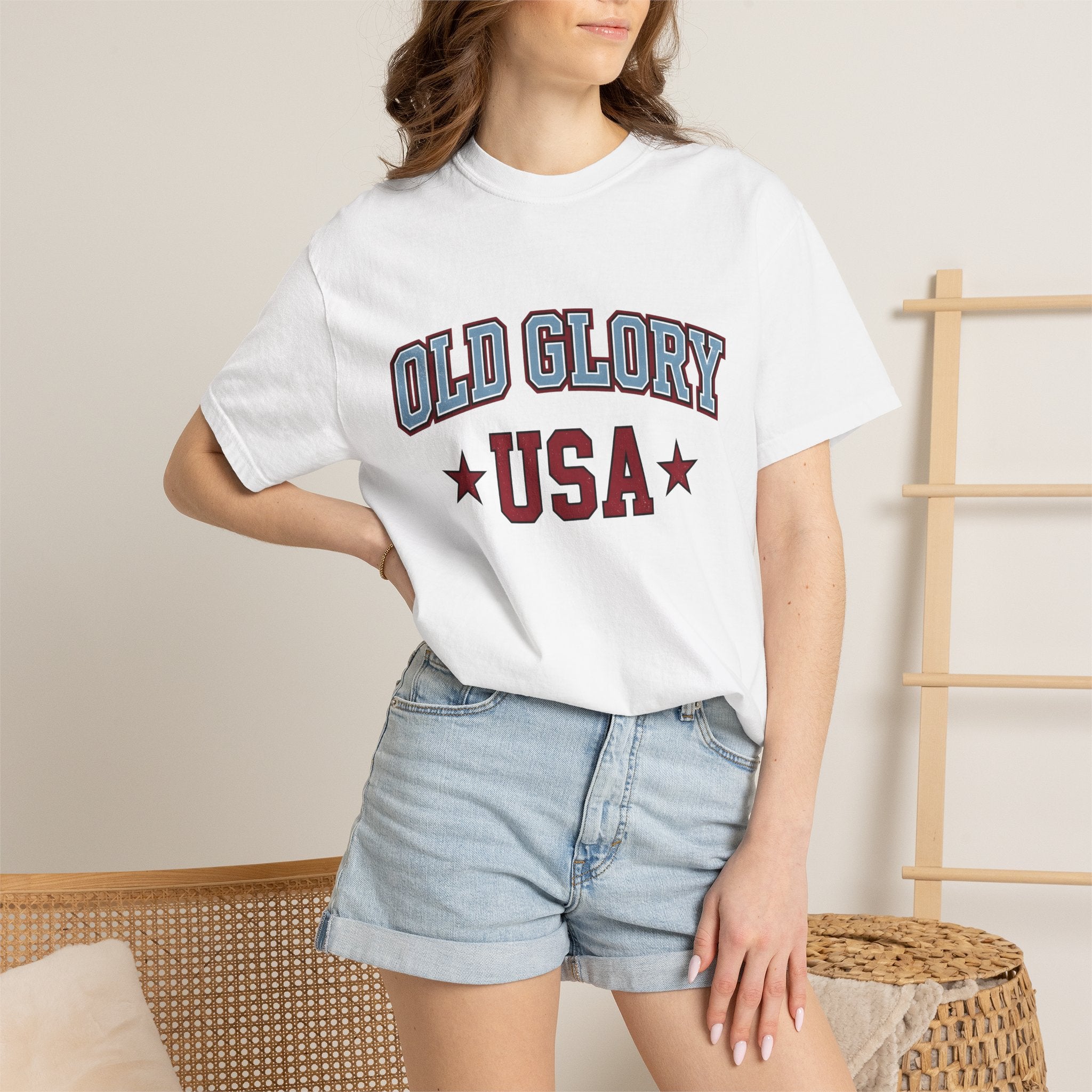 Varsity Lettering Shirt 4th Of July American Gift Women Vintage Tee Letterman T-Shirt Independence Fan Distressed Tshirt Patriotic Graphic