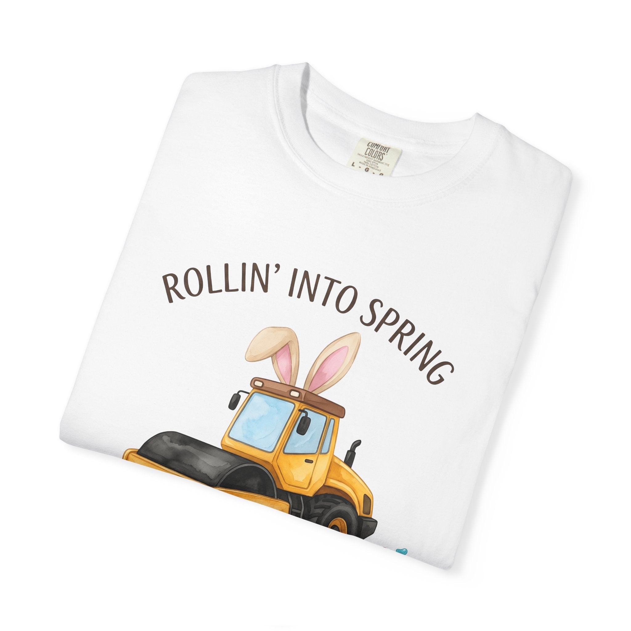 Steamroller Bunny Ears Shirt Easter Construction Gift Women Watercolor Tee Bunny Ears T-Shirt Easter Fan Watercolour Tshirt Builder Graphic