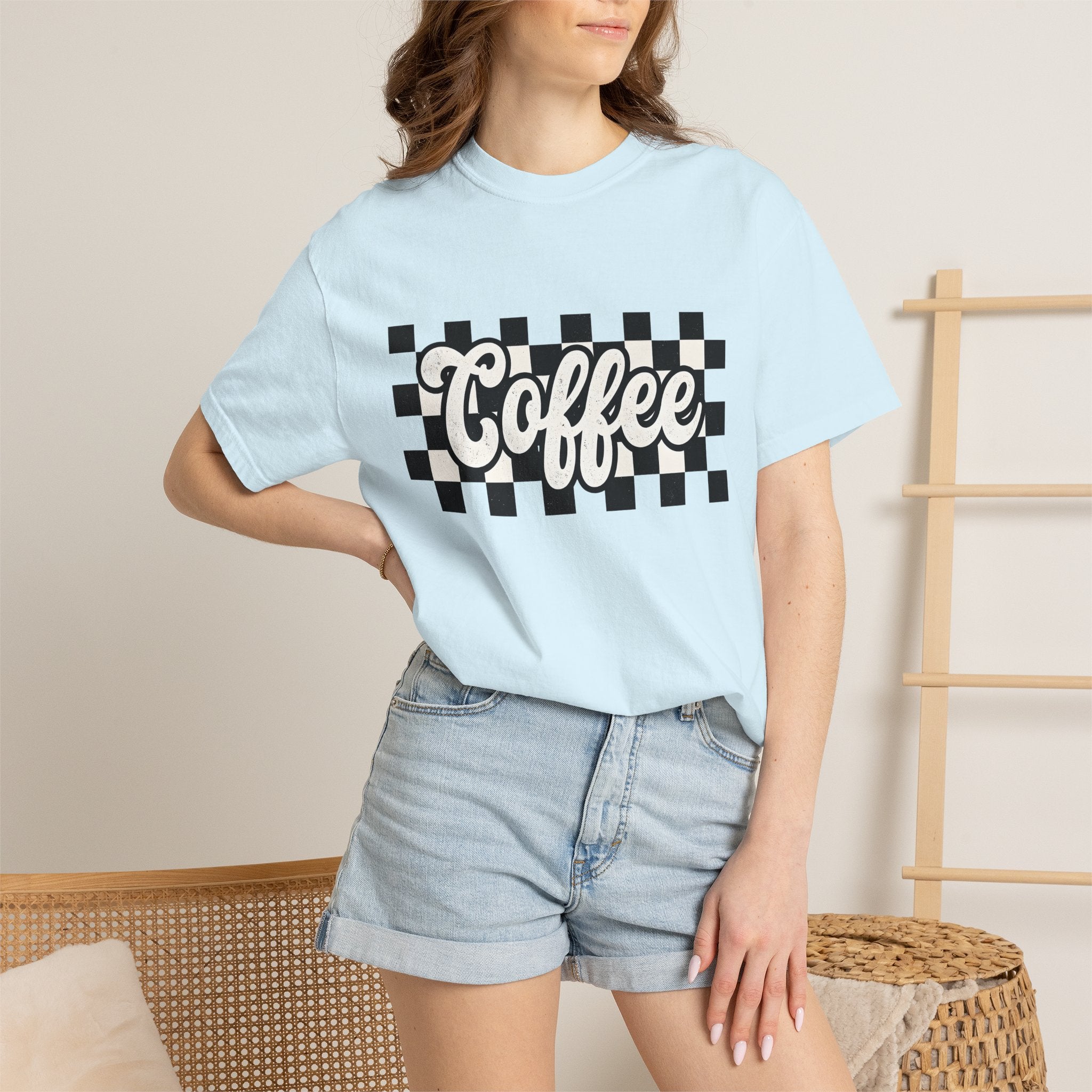 Coffee Text Shirt Mom Coffee Gift Women Retro Tee Java T-Shirt Mother Fan Vintage Tee Retro Tshirt Coffee Graphic Vintage Checkerboard