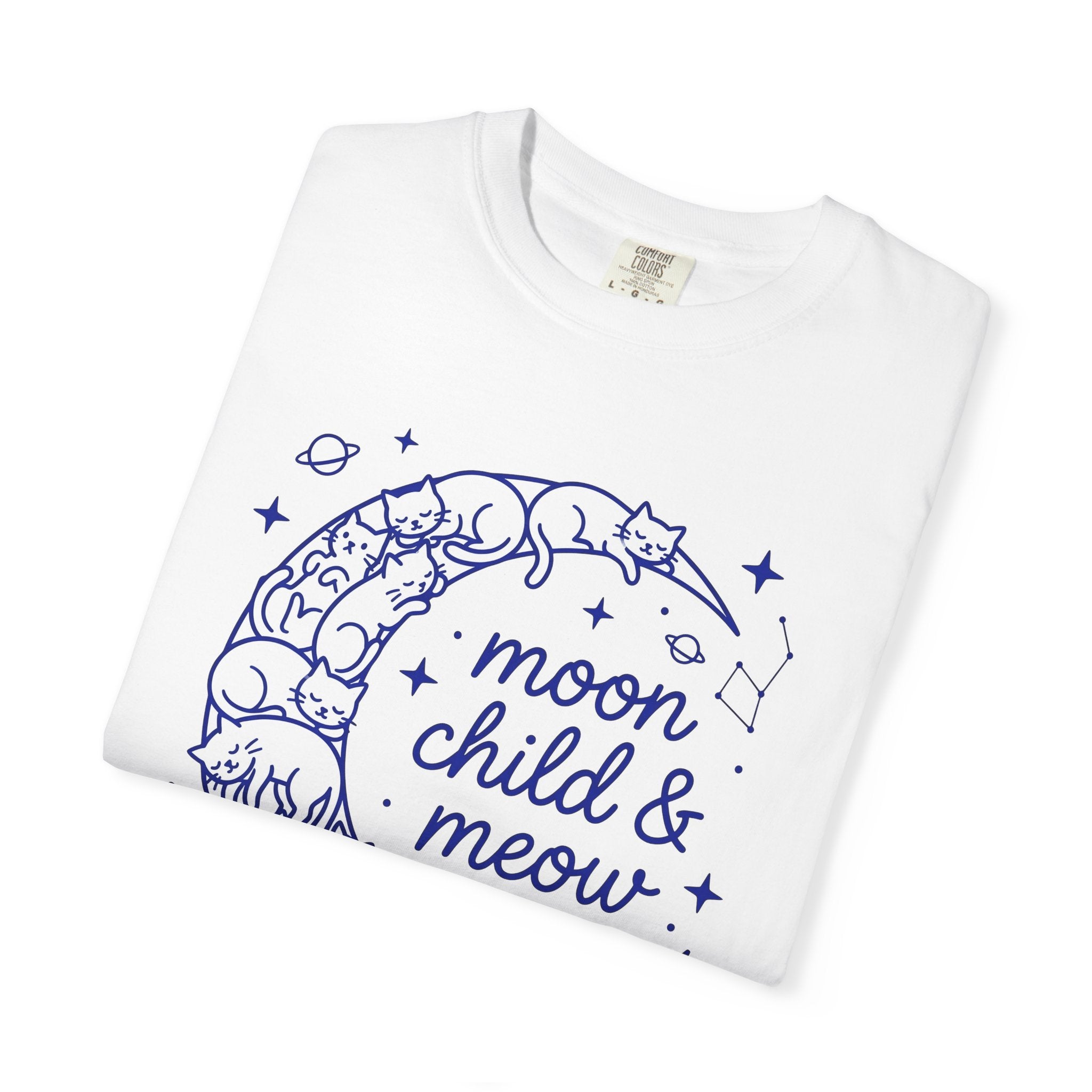 Moon Kittens Shirt Cat Zodiac Gift Women Sketch Tee Kitten T-Shirt Cat Fan Drawing Graphic Astrology Design Geometric Twinkles Tshirt
