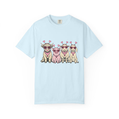 Barnyard Animals Shirt St Valentines Day Pets Gift Women Sketch Tee Farm Animals T-Shirt Valentine Fan Drawings Tshirt Animal Graphic Retro