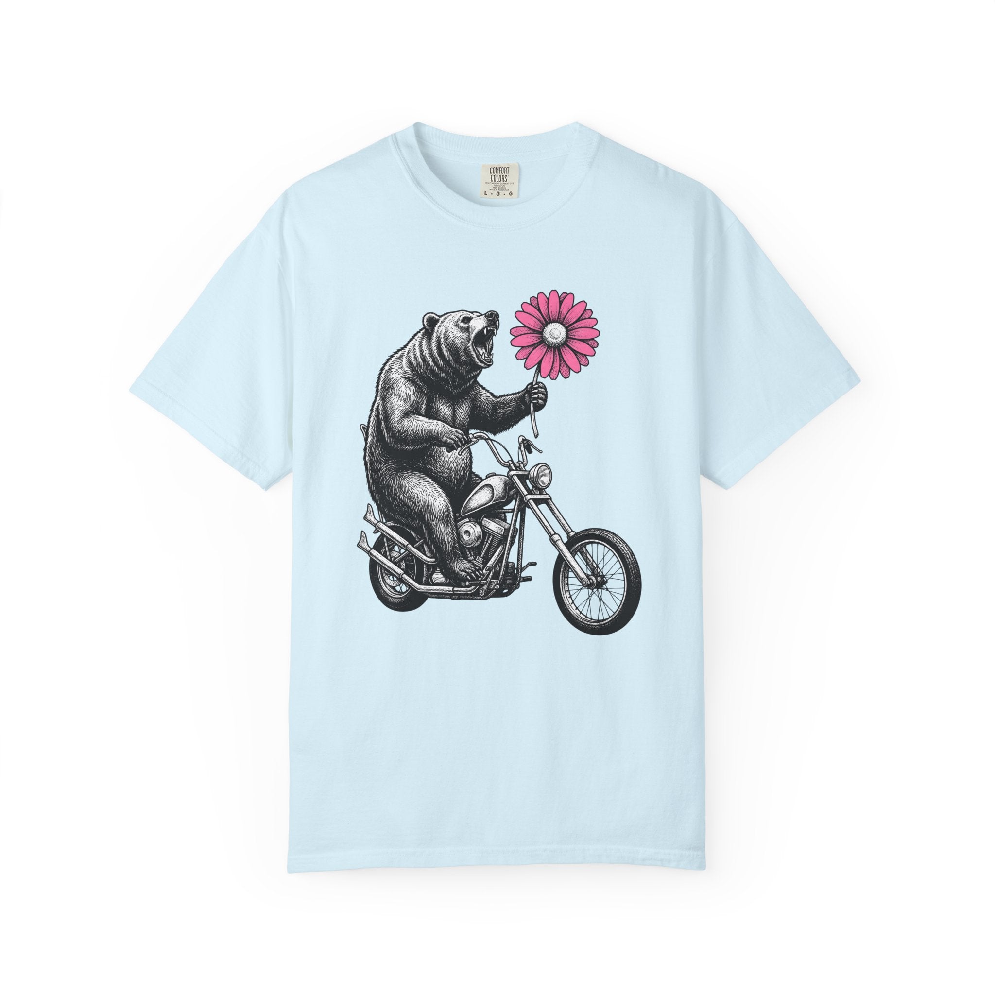 Bear Motorcycle Shirt St Valentines Day Animal Gift Women Vintage Tee Biker T-Shirt Valentine Fan Retro Tshirt Wildlife Graphic Hand Drawn