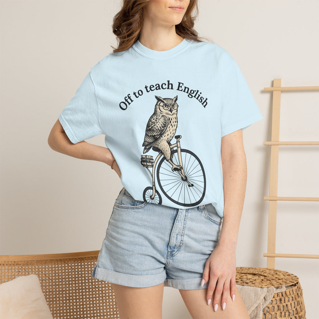 Owl Cycling Shirt Teachers Schooling Gift Women Antique Tee Hoot T-Shirt Educator Enthusiast Vintage Tshirt Classroom Graphic Line Art