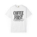Coffee Quote Shirt Mom Coffee Gift Women Bold Vintage Tee Coffee T-Shirt Mom Fan Vintage Tshirt Caffeine Graphic Retro Swirl Accent Tshirt
