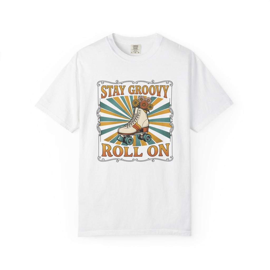 Roller Skate Shoes Shirt Boho Chic 70s Gift Women Line Art Tee Roller Skates T-Shirt Bohemian Fan Illustrative Tshirt Retro Design Graphic