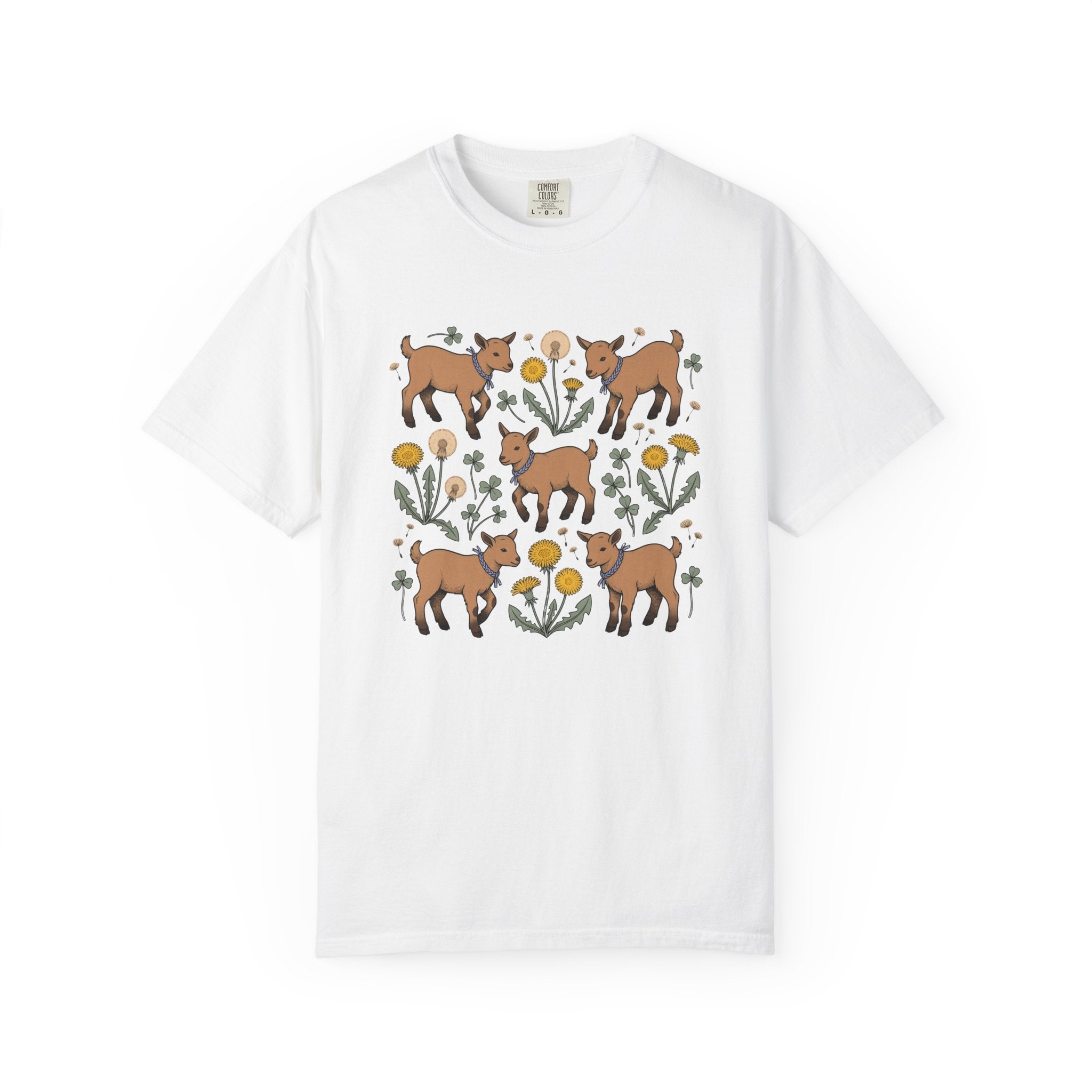 Baby Goat Shirt Cottagecore Pet Gift Women Vintage Tee Kid T-Shirt Homesteader Fan Retro Tshirt Animal Graphic Sketch Dandelion Tshirt