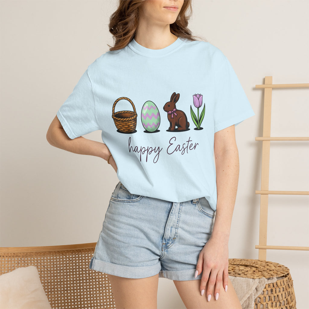 Easter Bunny Shirt Easter Spring Gift Women Cartoon Tee Bunny T-Shirt Easter Fan Toon Tshirt Floral Graphic Hand Drawn Easter Egg Tshirt