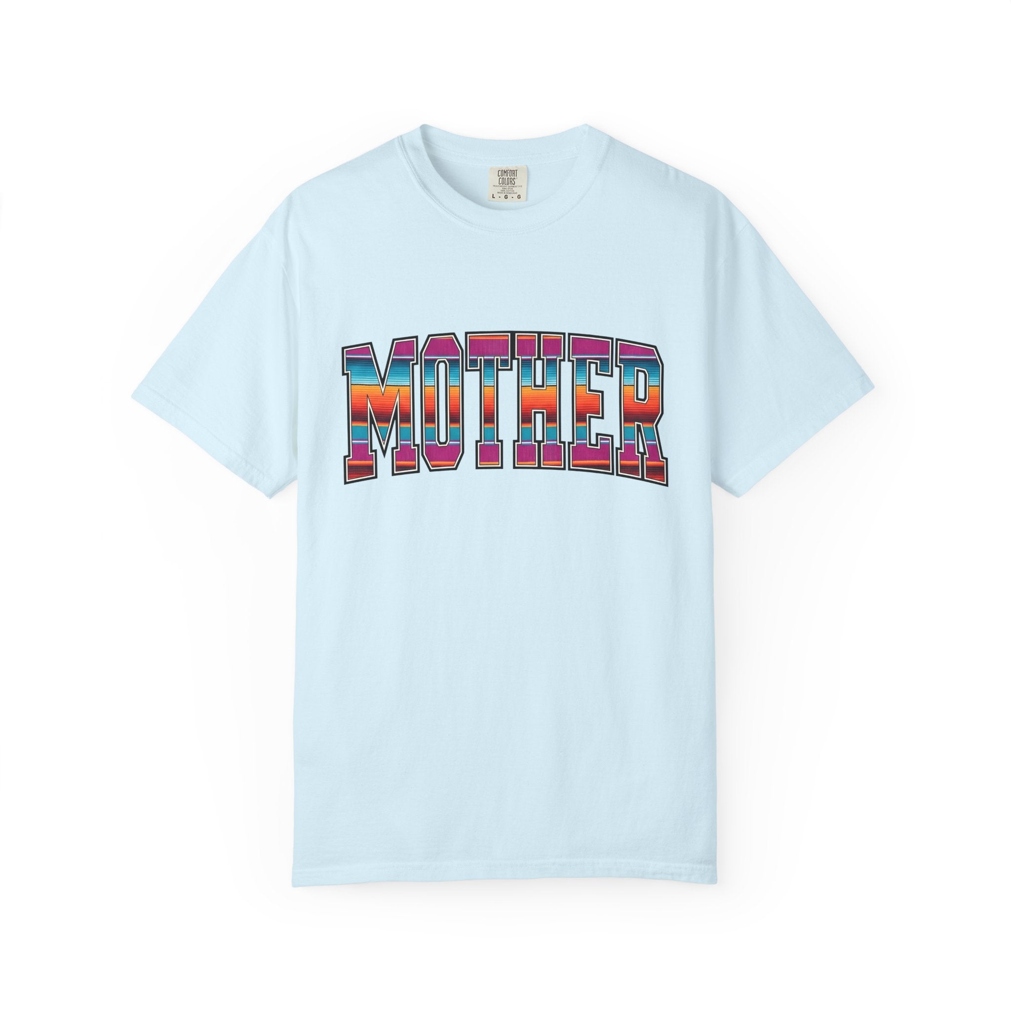 Bold Varsity Text Shirt Moms Family Gift Women Boho Tee Lettering T-Shirt Motherhood Fan Hippie Tshirt Clan Graphic Retro Rainbow Stripe