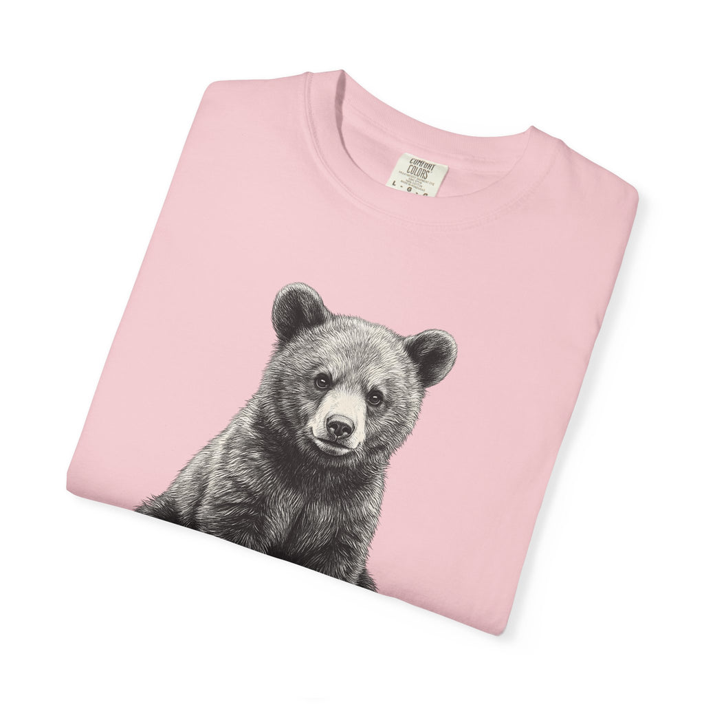 Bear Baby Shirt Animals Fauna Gift Women Sketch Tee Cub T-Shirt Wildlife Fan Animal Tshirt Wildlife Graphic Retro Pine Cone Tshirt