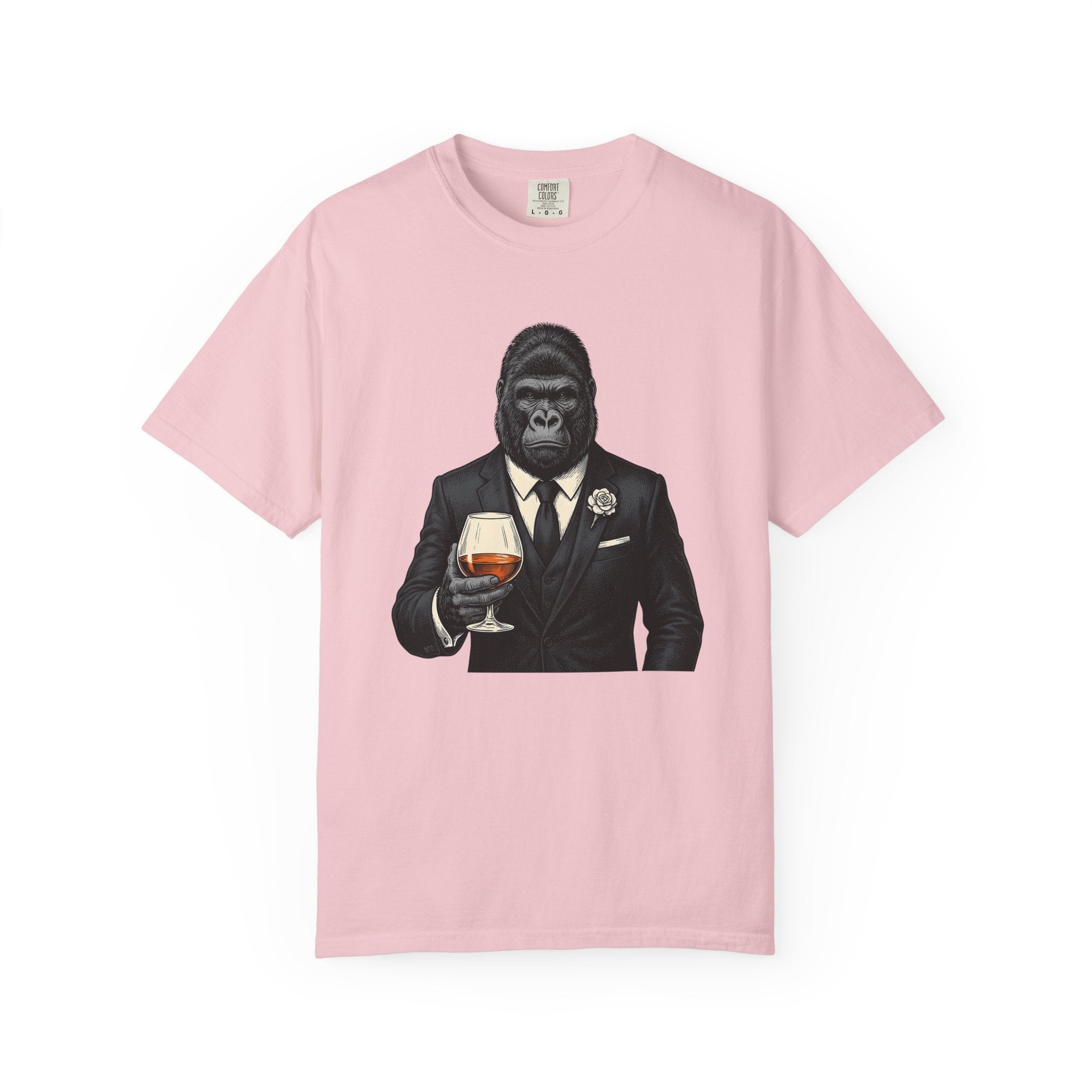 Ape Costume Shirt Drinks Wildlife Gift Women Retro Tee Monkey Costume T-Shirt Cocktail Fan Monkey Tshirt Animal Graphic Sketch Wine Glass