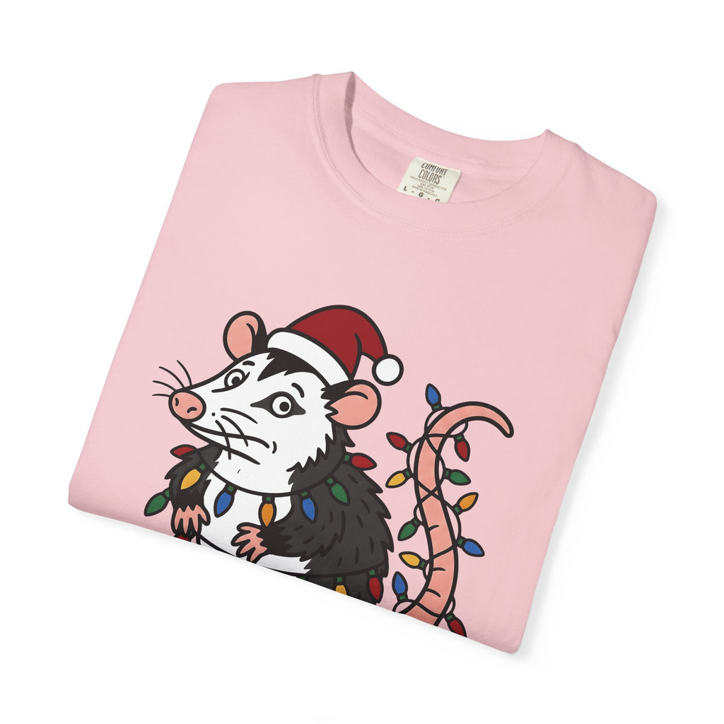 Possum Christmas Hat Shirt Christmas Pet Gift Women Doodle Tee Opossum T-Shirt Christmas Fan Opossum Doodle Tshirt Pet Graphic Line Art Xmas