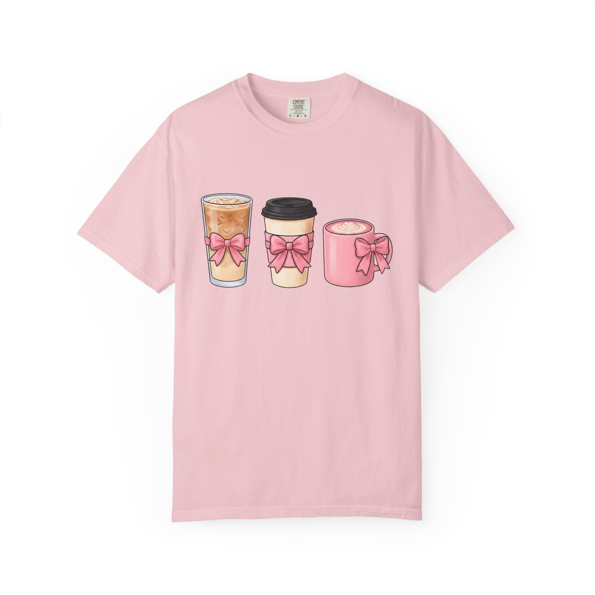 Coffee Mugs Shirt Coffee Vibe Gift Women Cute Tee Mug T-Shirt Coffee Fan Cute Tshirt Atmosphere Graphic Sketch Pink Ribbon Tshirt