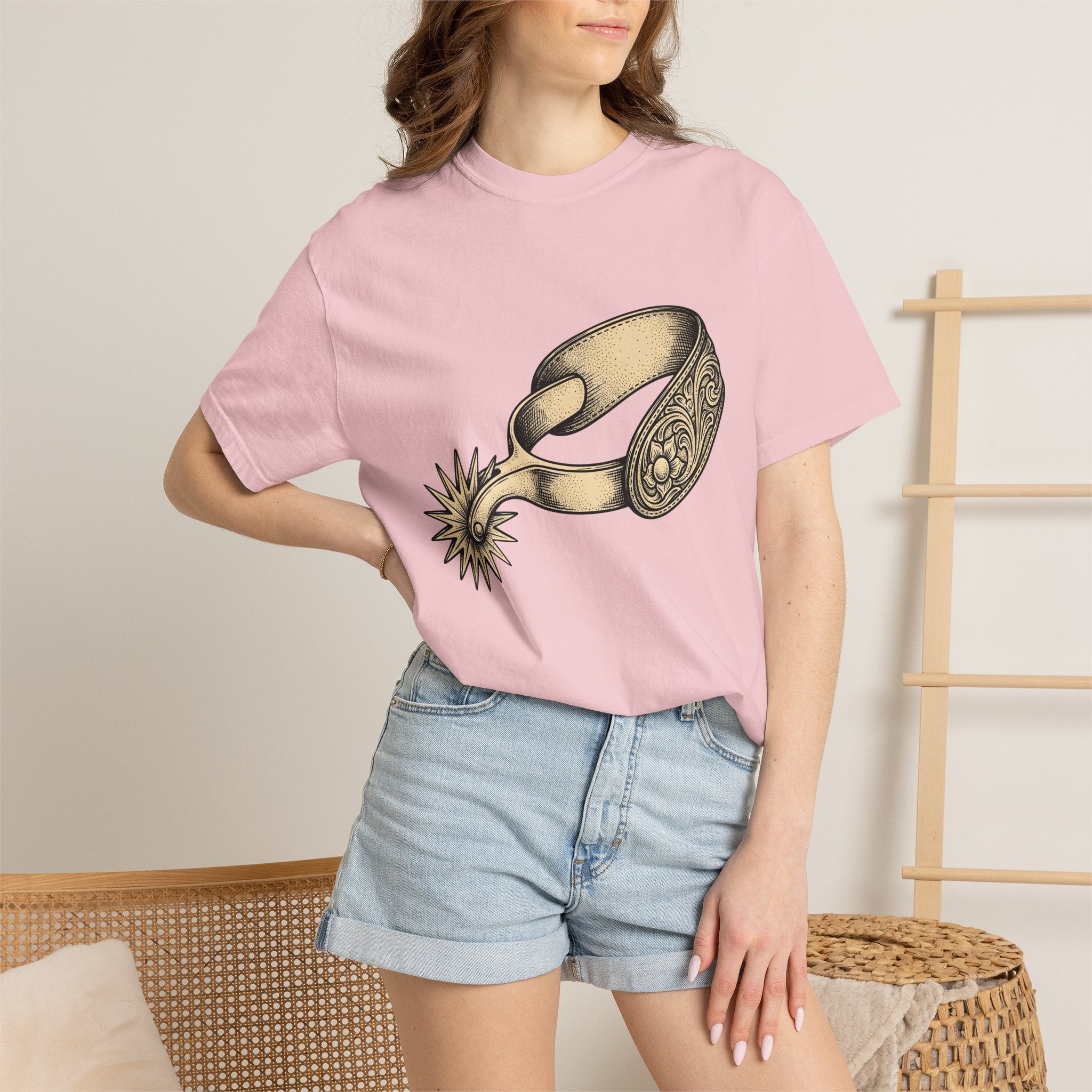 Cowboy Spur Shirt Cowgirl Cowboy Gift Women Retro Tee Spur T-Shirt Rodeo Fan Vintage Tshirt Cowboy Graphic Sketch Flower Tshirt