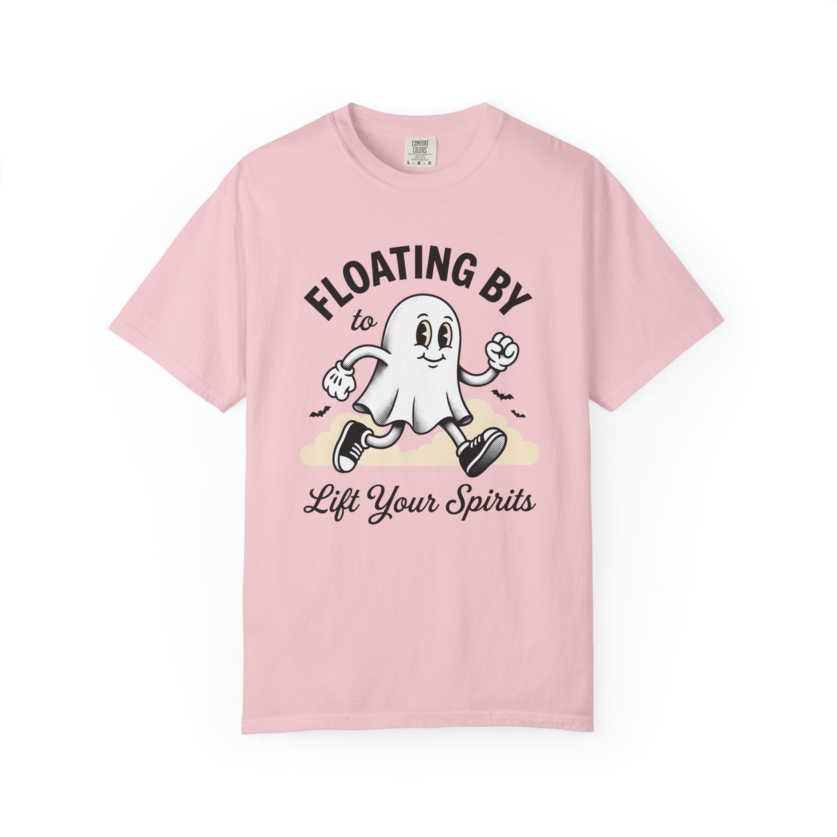 Joyful Ghost Shirt Halloween Eerie Gift Women Illustration Tee Specter T-Shirt Horror Fan Spooky Tshirt Creepy Graphic Old School Night Bats