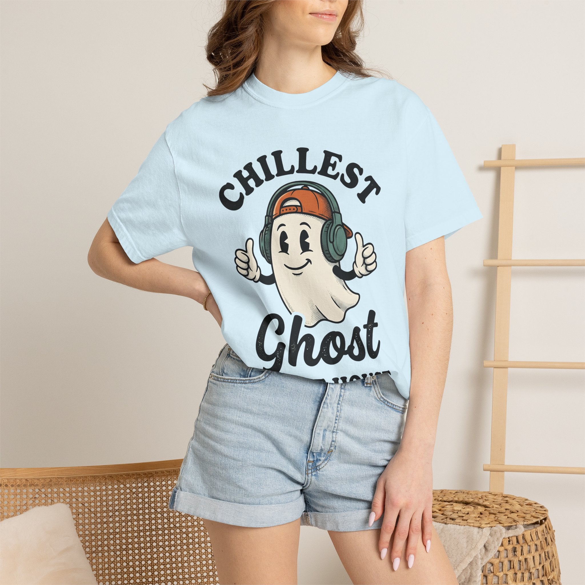 Ghost Clipart Shirt Halloween Joke Gift Women Retro Tee Specter T-Shirt Horror Fan Ghostly Tshirt Prank Graphic Hand Drawn Headset Tshirt