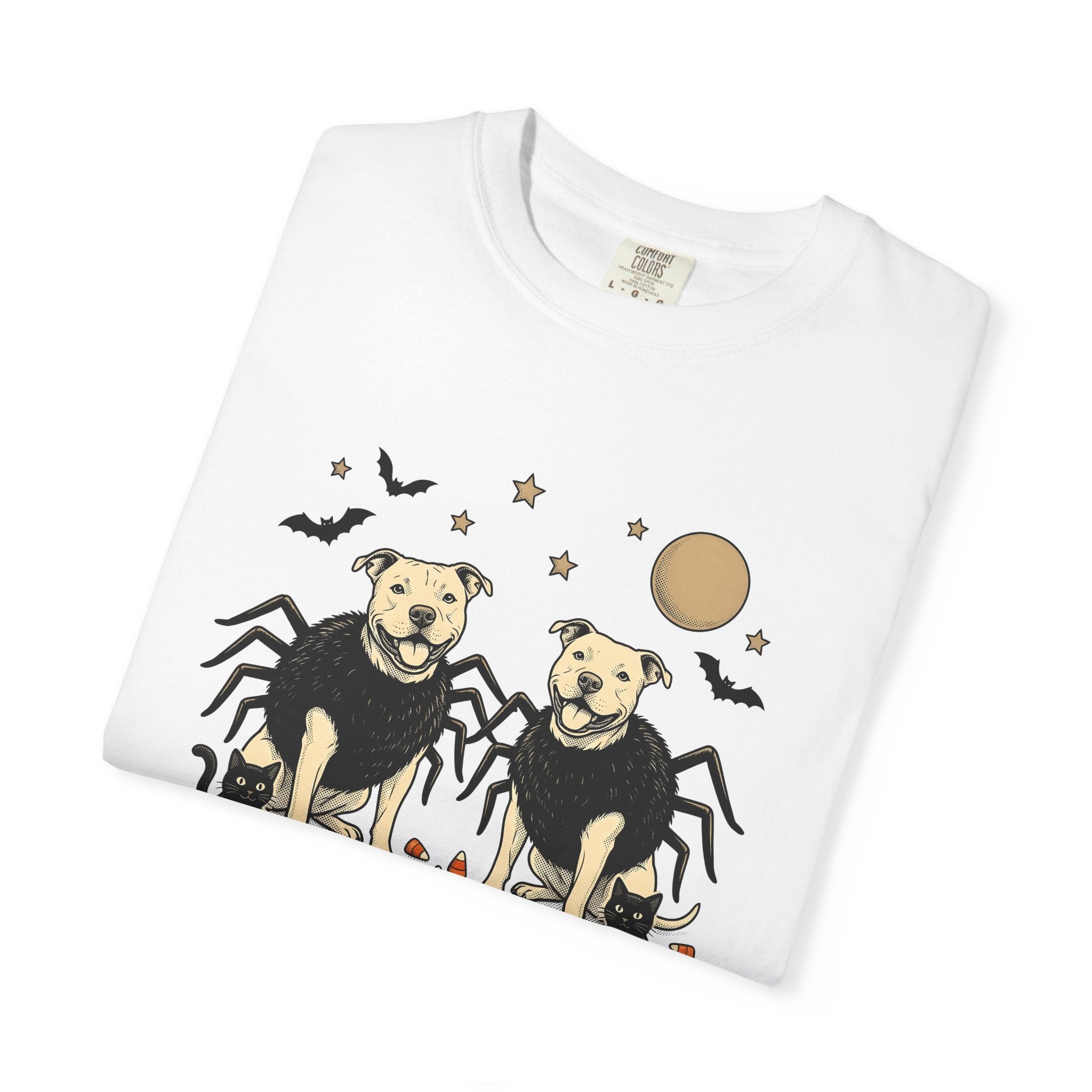 Spider Dog Shirt Dog Costume Gift Women Retro Tee Arachnid Dog T-Shirt Dog Fan Canine Graphic Design Sketch Black Cat Tshirt