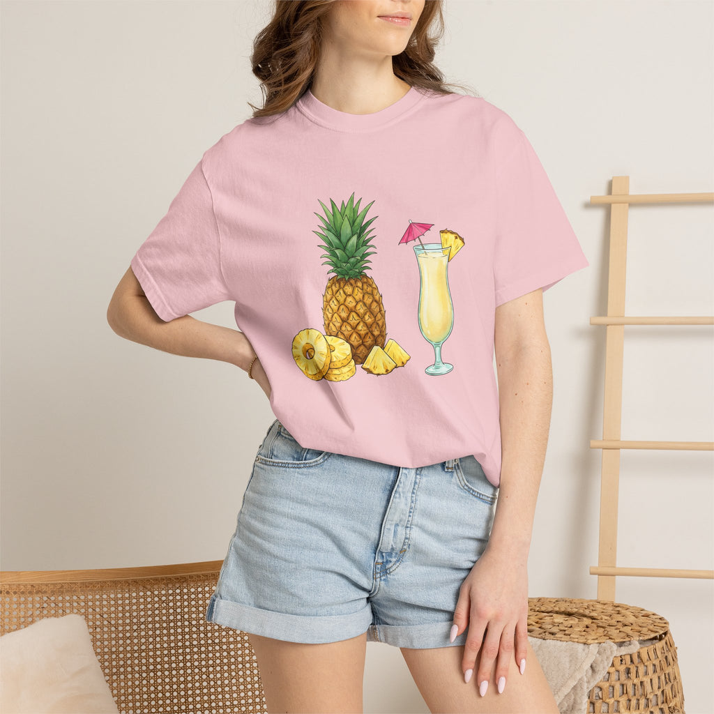 Pineapple Beverage Shirt Drinks Exotic Gift Women Oil Painting Tee Pineapple Drink T-Shirt Cocktail Fan Artistic Tshirt Tropical Graphic