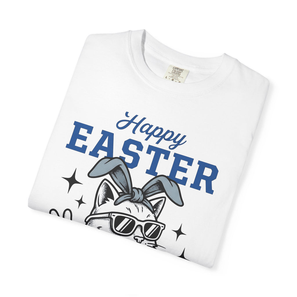 Kitty Bunny Ears Shirt Easter Felines Gift Women Hand Drawn Tee Bunny Ears T-Shirt Easter Fan Cartoon Tshirt Cat Graphic Old School Eyewear