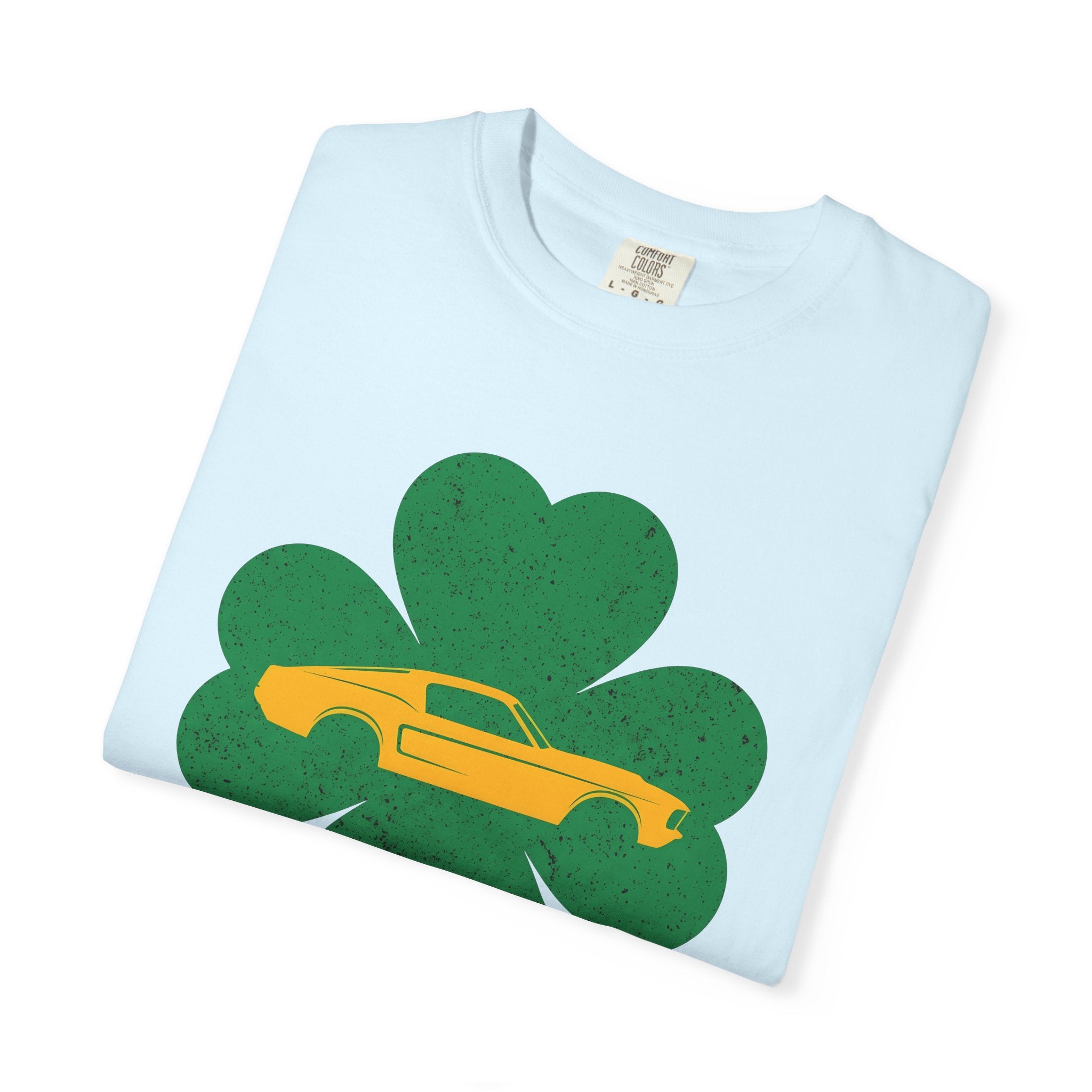 Vintage Muscle Car Clover Shirt St Patrick's Day Transport Gift Women Sketch Tee Muscle Car T-Shirt Patrick's Day Enthusiast Drawing