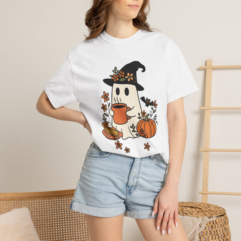 Phantom Witch Shirt Halloween Harvest Gift Women Cartoon Tee Witch T-Shirt Halloween Fan Cartoon Tshirt Autumn Graphic Doodle Gourd Tshirt