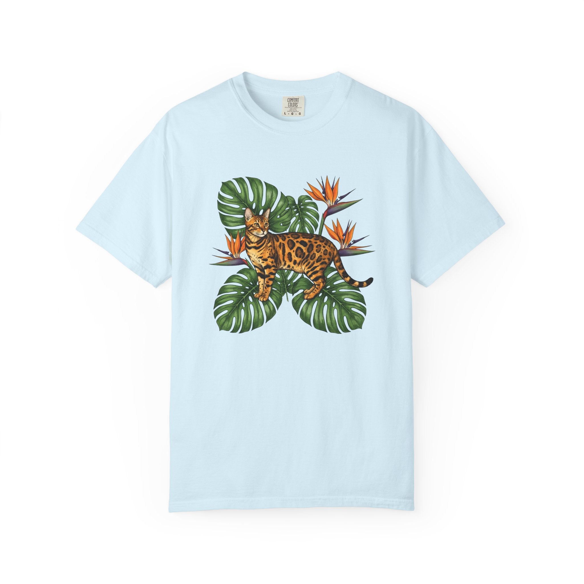 Bengal Kitten Shirt Cat Rainforest Gift Women Floral Tee Kitten T-Shirt Cat Fan Fancy Tshirt Jungle Graphic Retro Tropical Leaves Tshirt