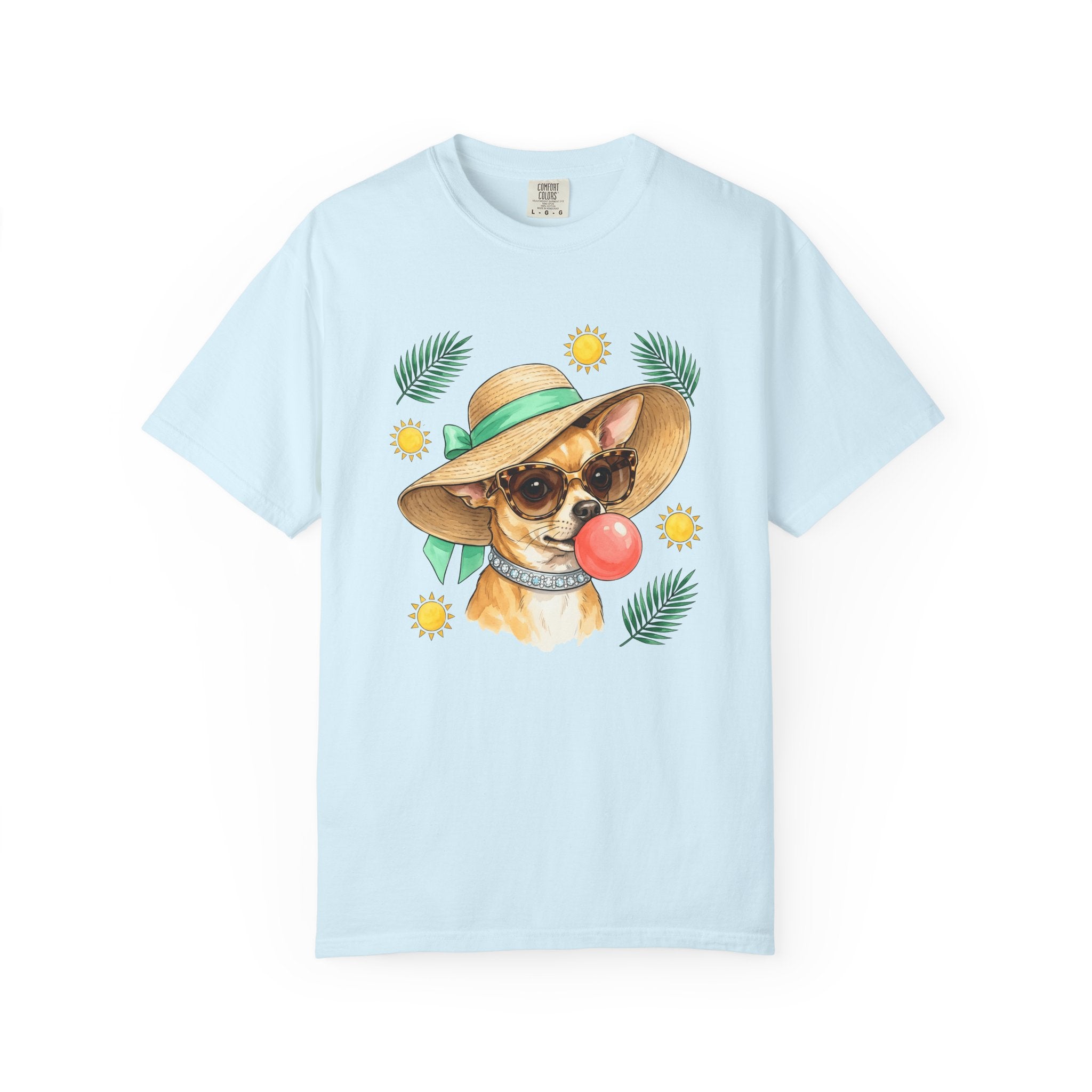 Chihuahua Pet Shirt Dog Holiday Gift Women Pastel Tee Puppy T-Shirt Dog Fan Pup Tshirt Vacation Graphic Line Art Sun Rays Tshirt