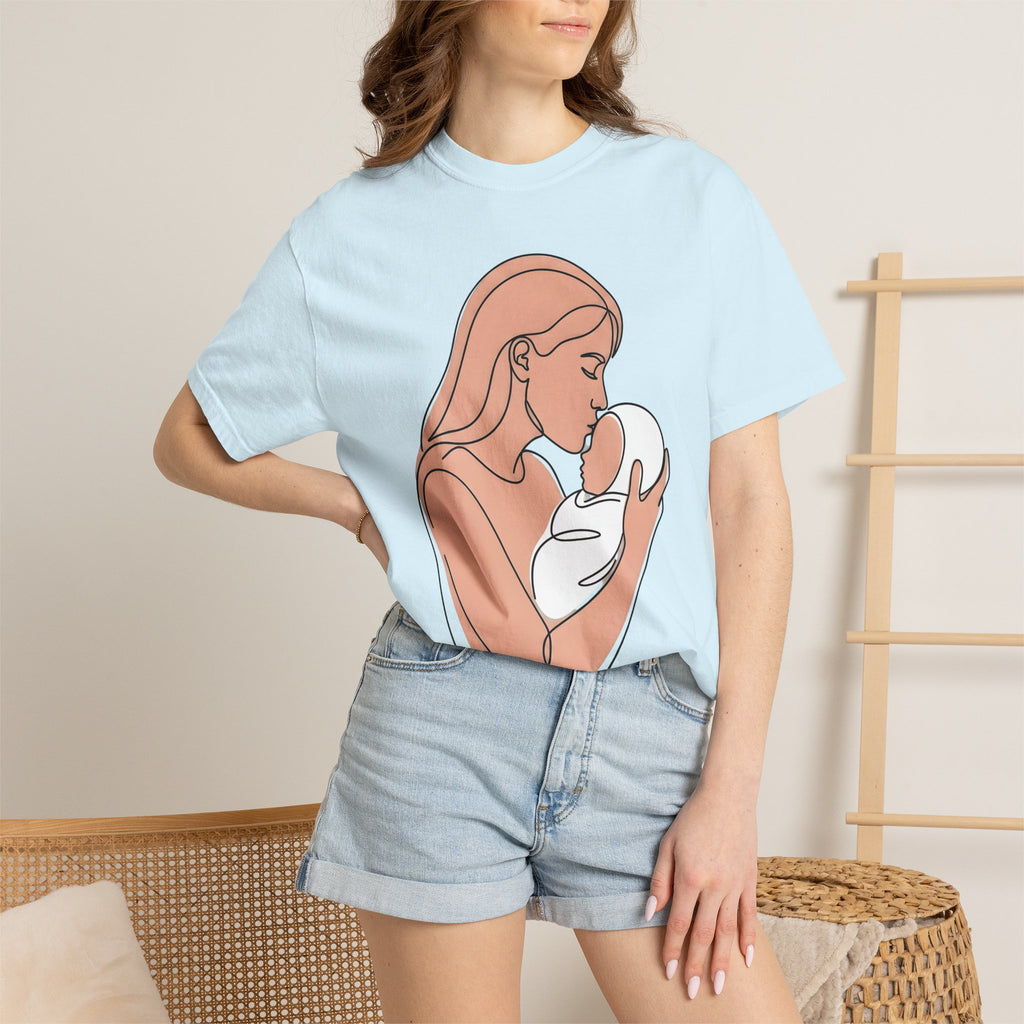 Mommy Newborn Shirt Moms Relatives Gift Women Basic Tee Mother T-Shirt Mom Fan Simple Tshirt Family Graphic Outline Blanket Tshirt
