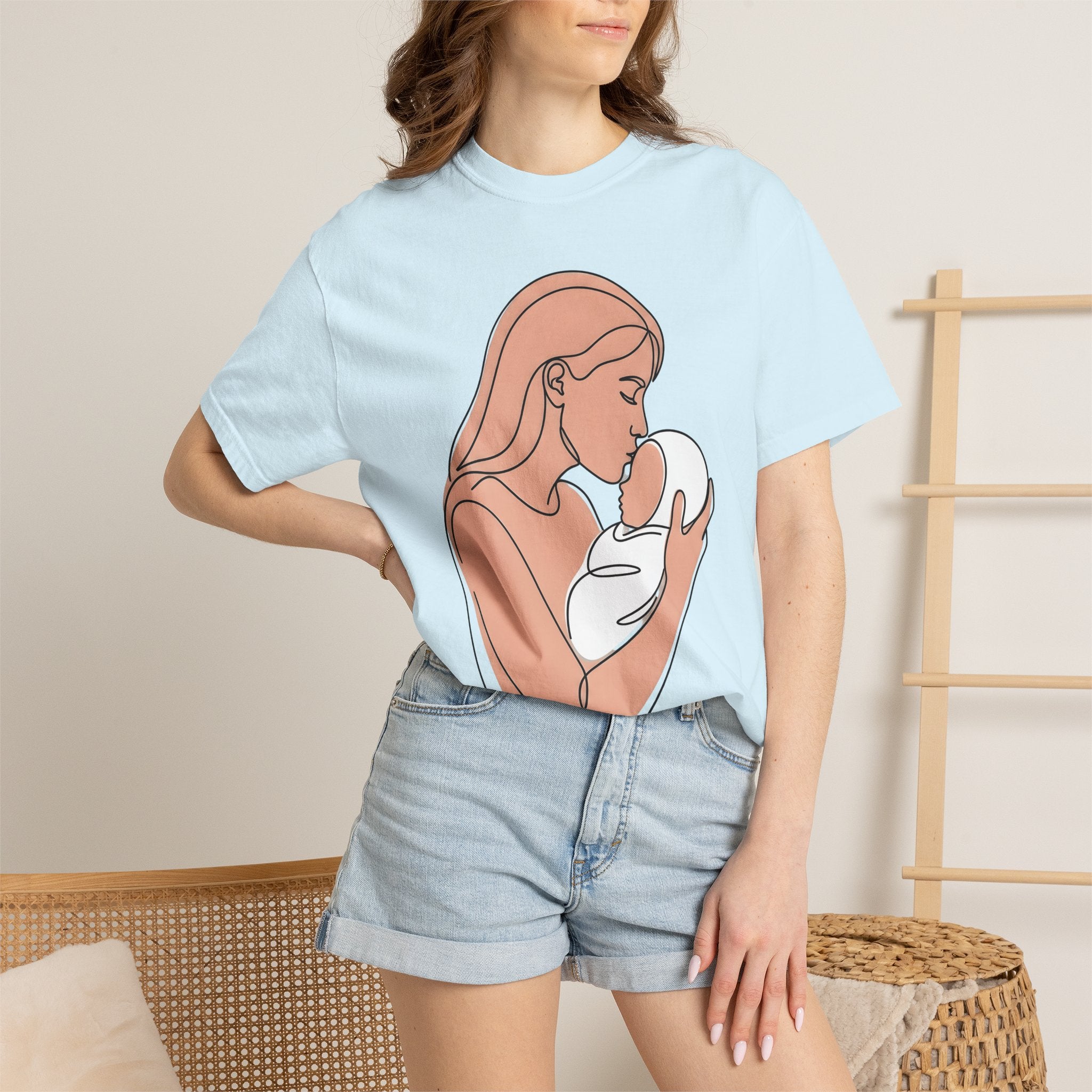 Mommy Newborn Shirt Moms Relatives Gift Women Basic Tee Mother T-Shirt Mom Fan Simple Tshirt Family Graphic Outline Blanket Tshirt