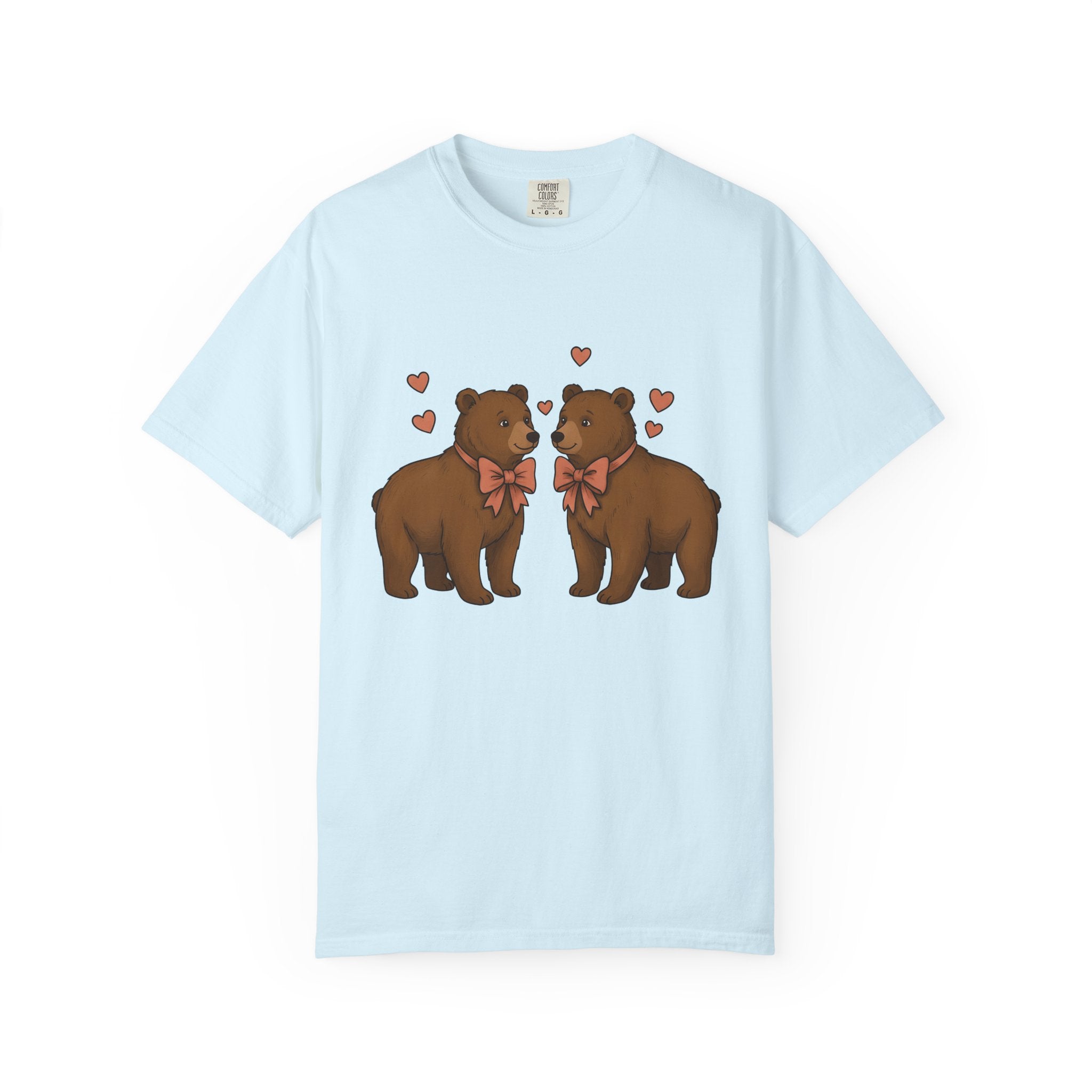 Bear Couple Shirt Animals Love Gift Women Cute Tee Bear T-Shirt Animal Fan Cartoon Tshirt Romance Graphic Hand Drawn Hearts Tshirt