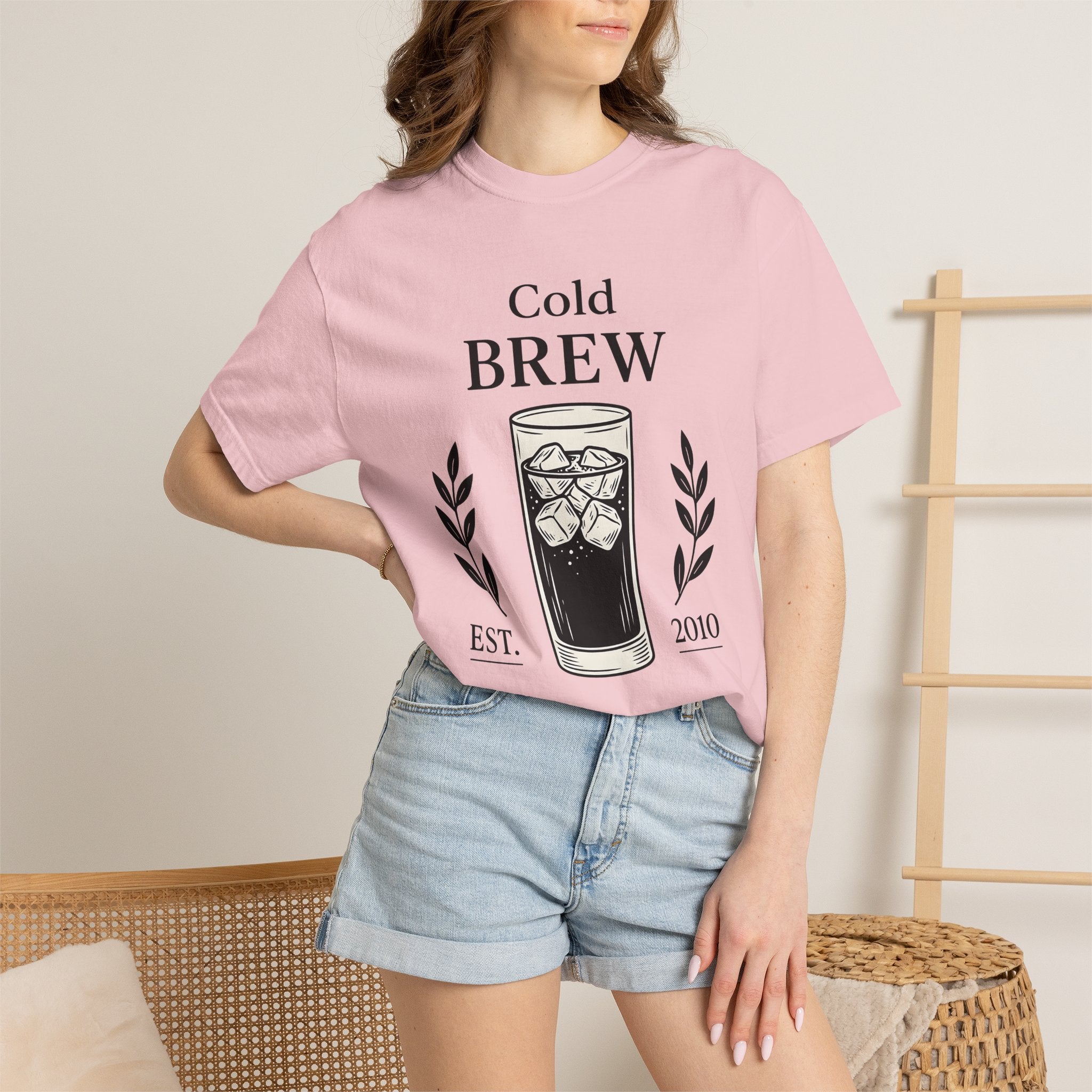 Iced Latte Shirt Coffee Cuisine Gift Women Hand Painted Tee Cold Brew T-Shirt Coffee Fan Painted Tshirt Food Graphic Outline Plant Tshirt