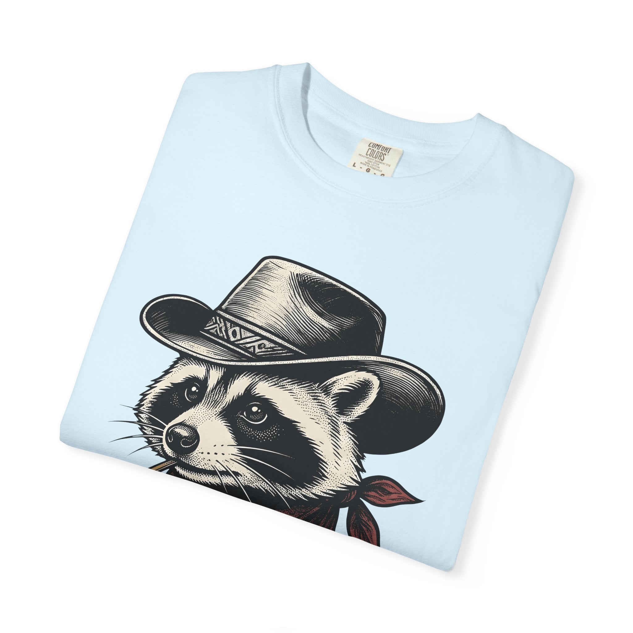 Raccoon Cowboy Shirt Animal Country Gift Women Retro Tee Trash Panda T-Shirt Wildlife Fan Vintage Tshirt Rural Graphic Sketch Scarf Tshirt