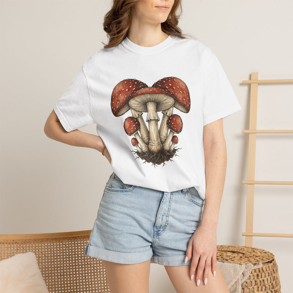 Fungi Cluster Shirt Mushrooms Wildlife Gift Women Nature Illustration Tee Mushroom T-Shirt Fungal Fan Botanical Tshirt Wildlife Graphic