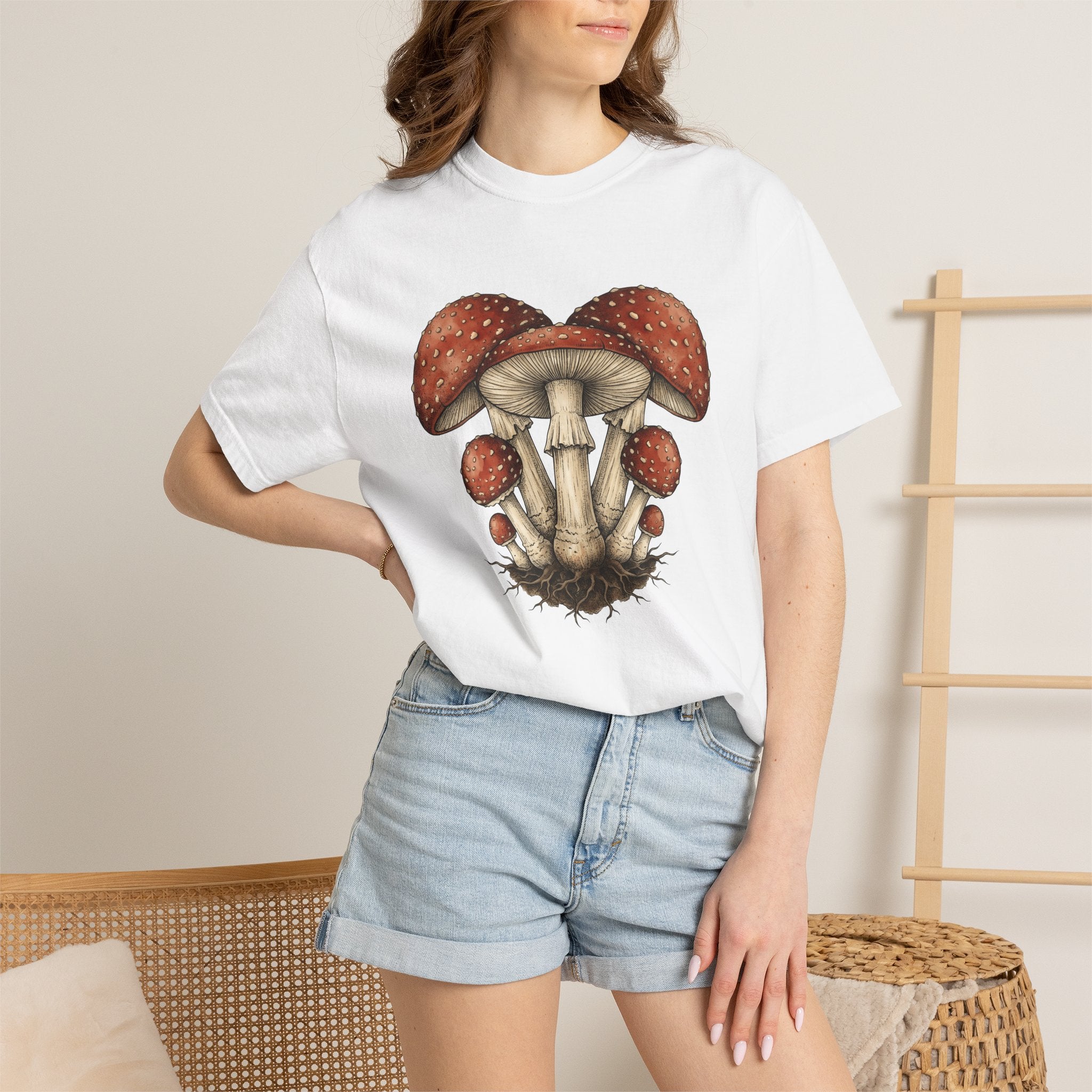 Fungi Cluster Shirt Mushrooms Wildlife Gift Women Nature Illustration Tee Mushroom T-Shirt Fungal Fan Botanical Tshirt Wildlife Graphic