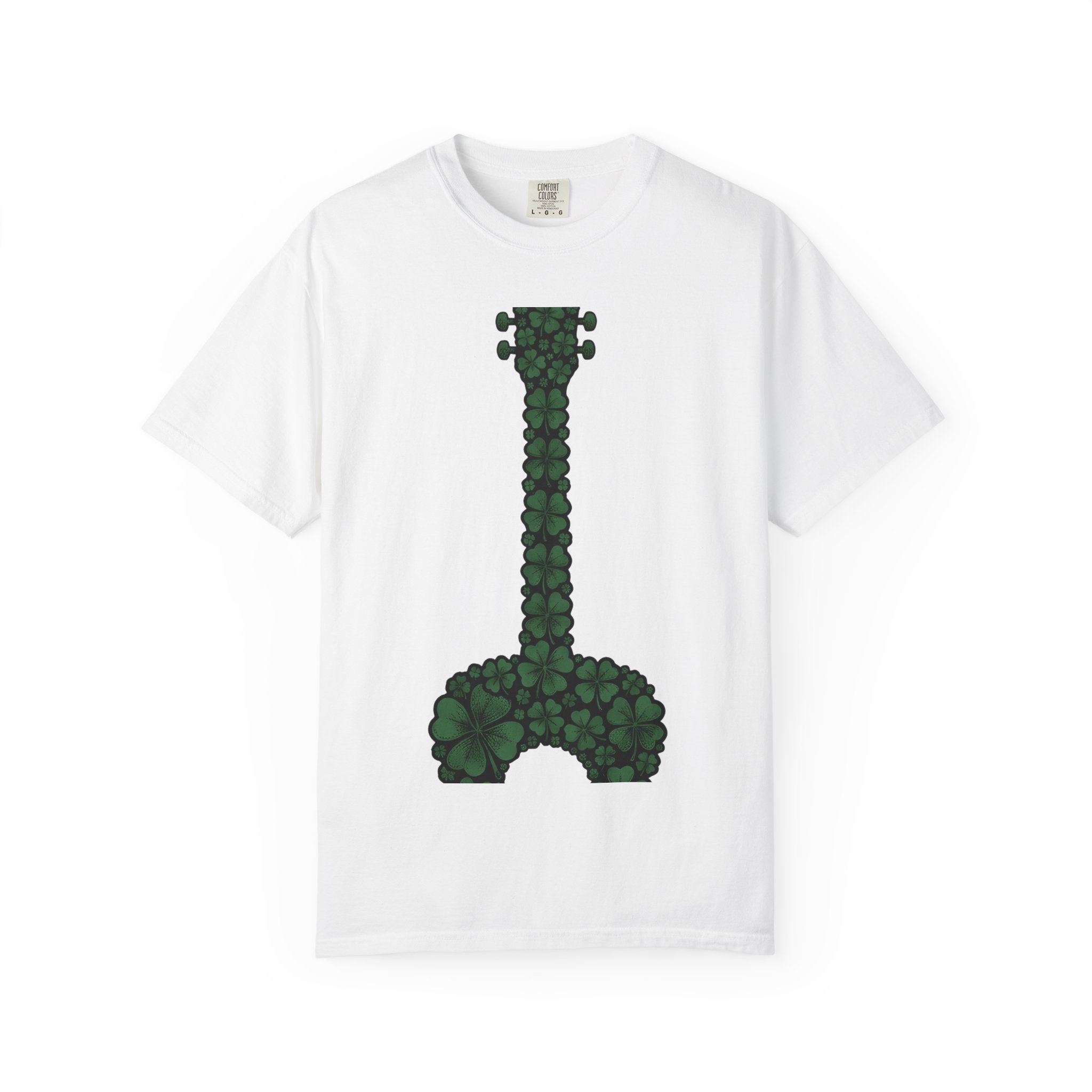 Shamrock Guitar Shirt St Patrick's Day Sound Gift Women Doodle Tee Guitar T-Shirt Luck Fan Hand Drawn Tshirt Music Graphic Cartoon Clovers