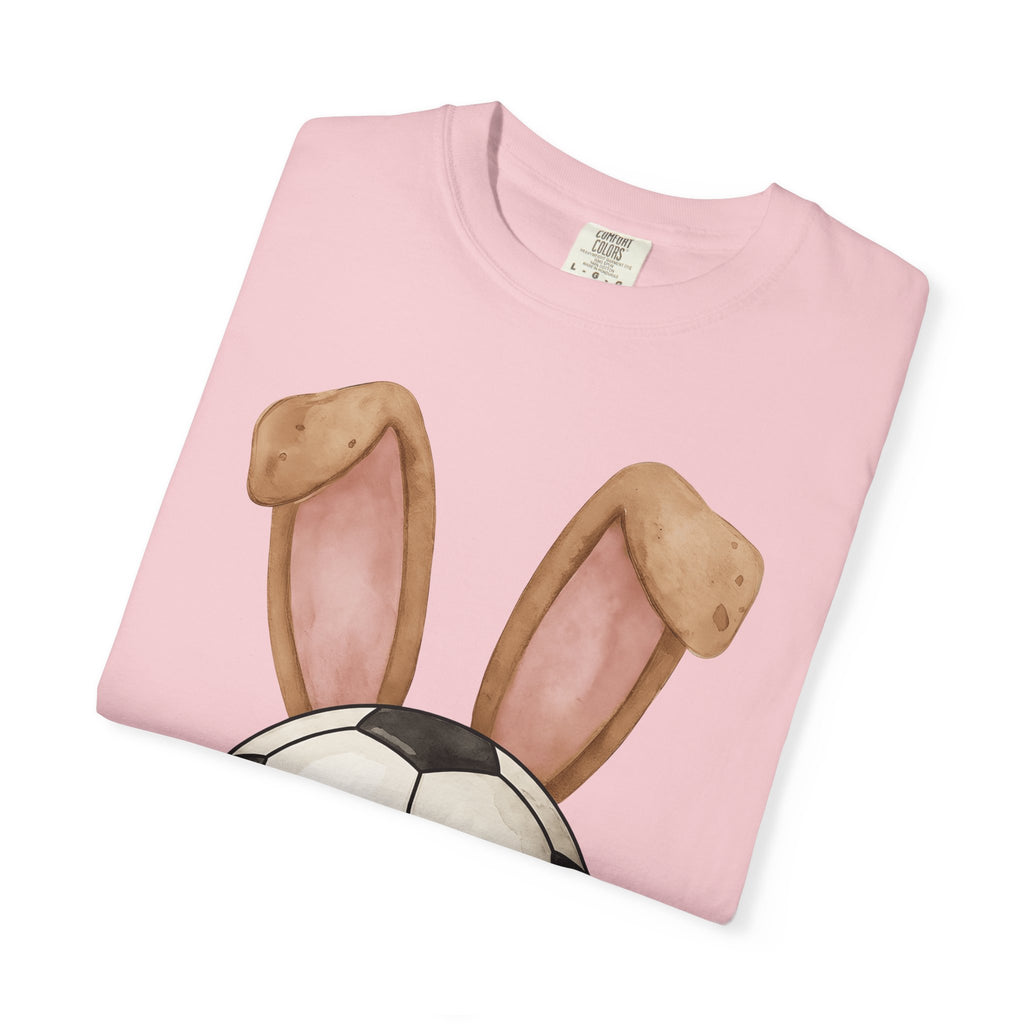Soccer Ball Bunny Ears Shirt Easter Sports Gift Women Watercolor Tee Bunny T-Shirt Easter Fan Football Tshirt Athletic Graphic Hand Drawn