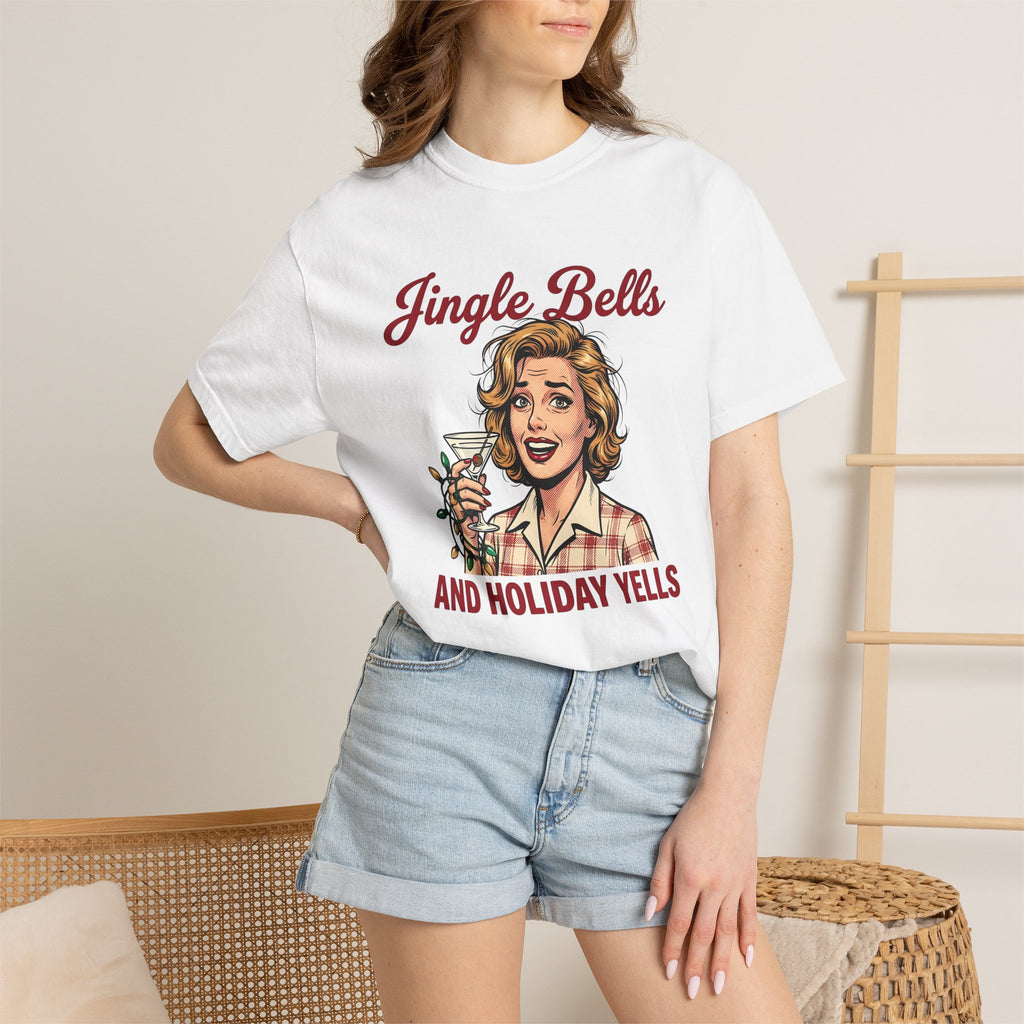Vintage Woman Drink Shirt Holiday Holidays Gift Women Retro Tee Cocktail T-Shirt Holiday Fan Vintage Graphic Pop Art String Lights Tshirt