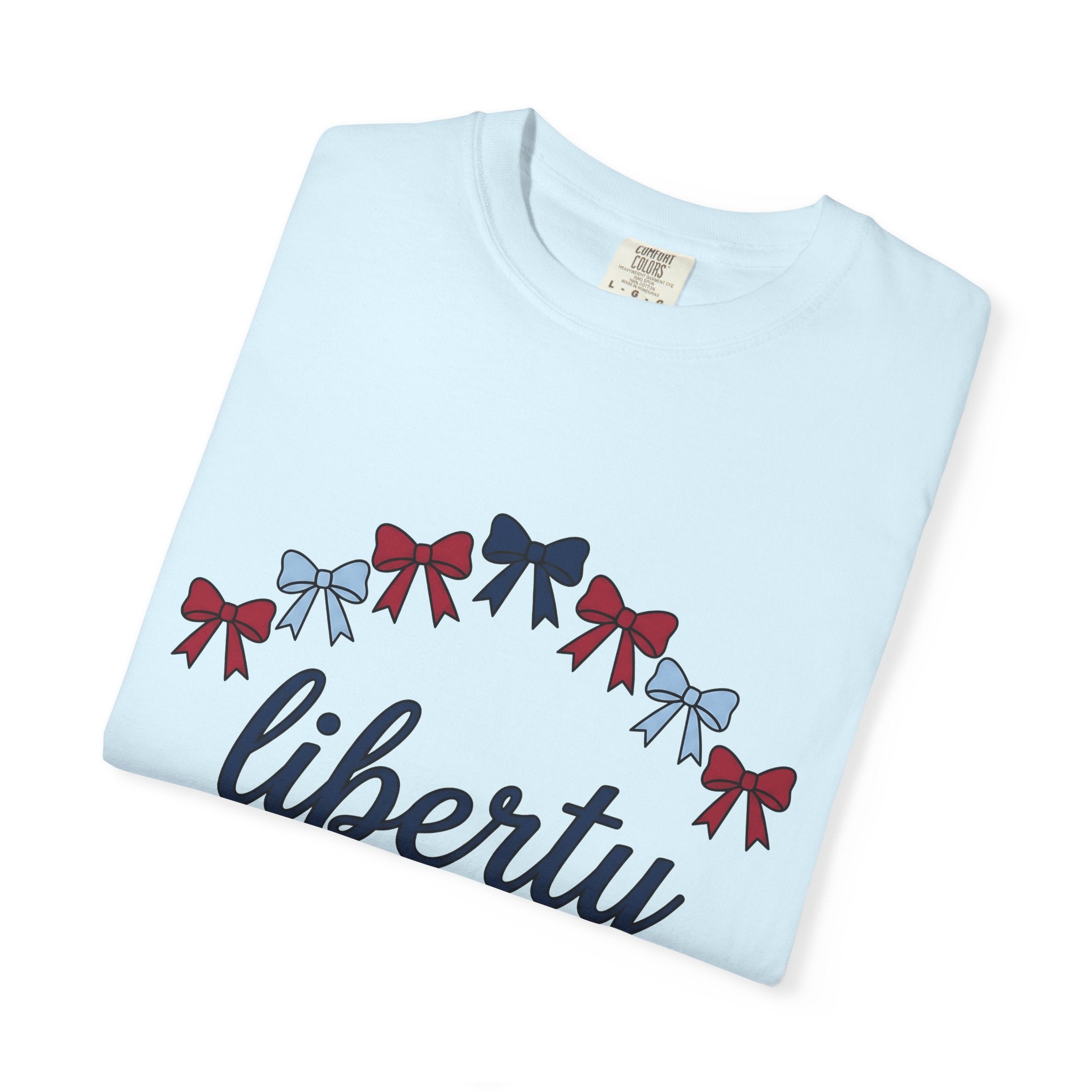 Usa Bows Shirt America Seasonal Gift Women Simple Tee Ribbons T-Shirt American Fan Ribbon Tshirt Holiday Graphic Vintage Cursive Font Tshirt