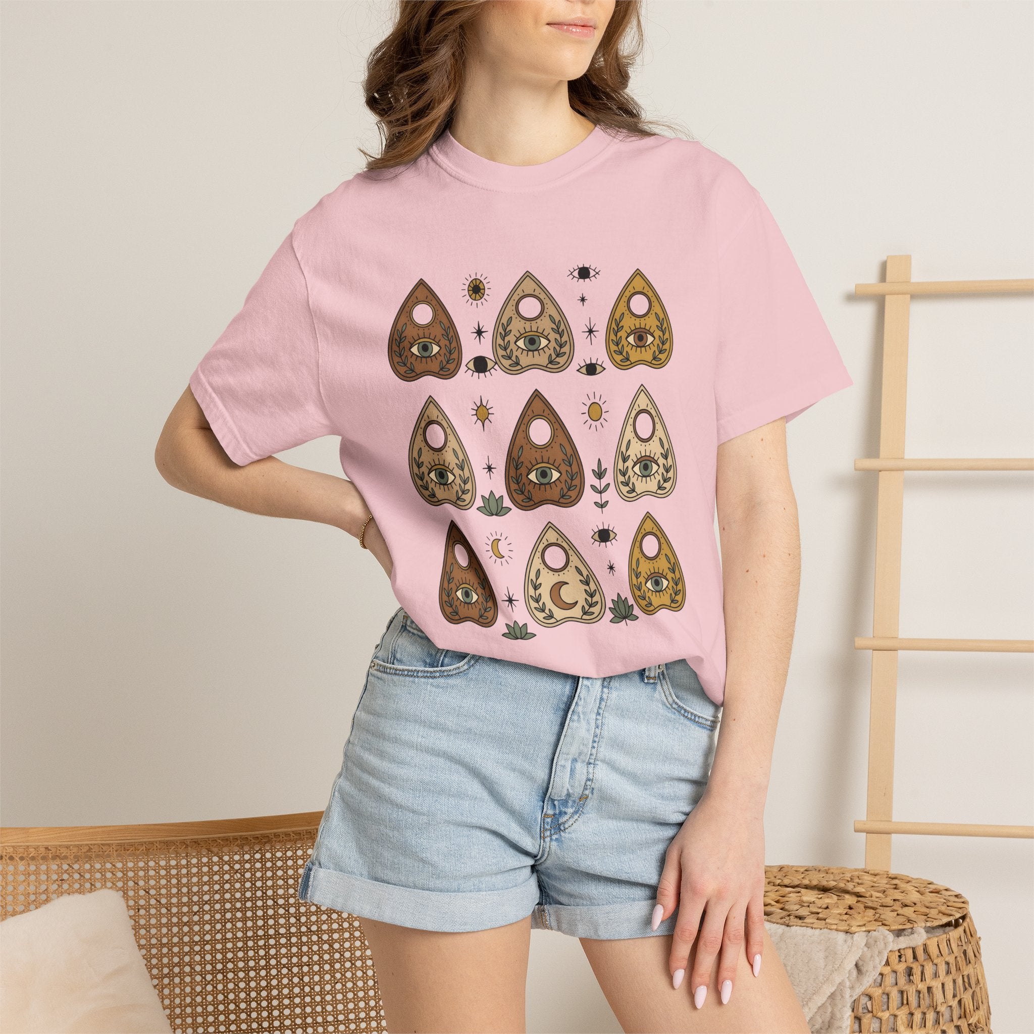 Magic Planchette Shirt Boho Chic Metaphysical Gift Women Hippie Tee Ouija Board T-Shirt Boho Fan Psychedelic Tshirt Spiritual Graphic Simple