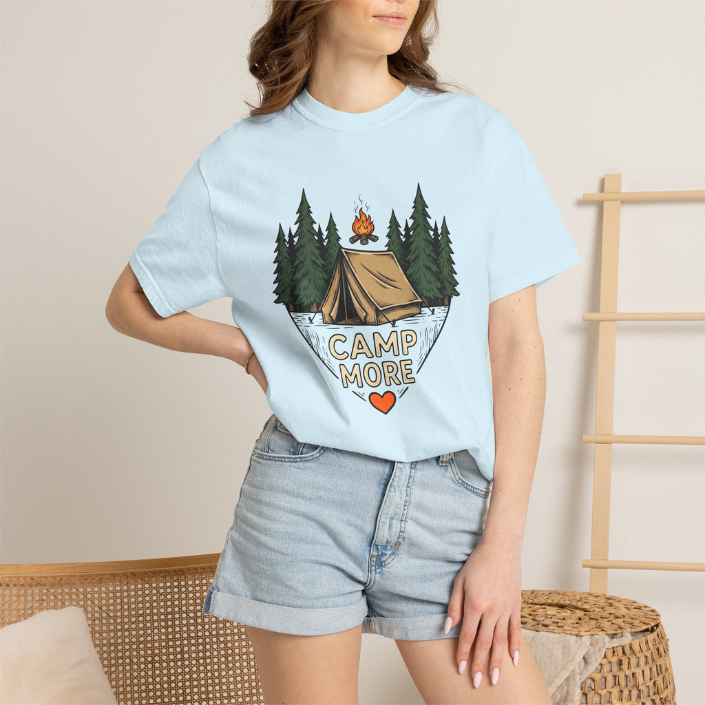 Camping Tent Shirt Camping Adventure Gift Women Line Art Tee Shelter T-Shirt Camper Enthusiast Illustration Design Graphic Cartoon Pine