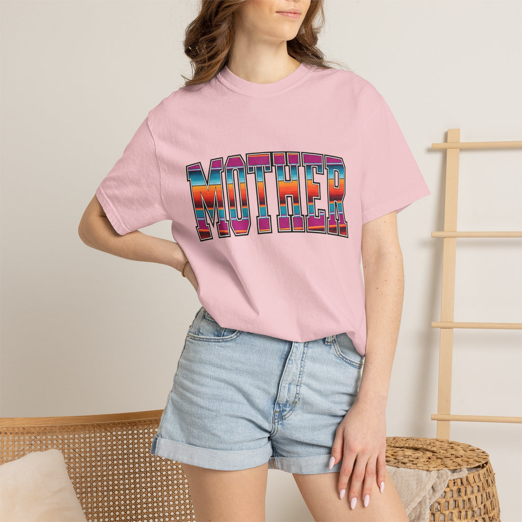 Bold Varsity Text Shirt Moms Family Gift Women Boho Tee Lettering T-Shirt Motherhood Fan Hippie Tshirt Clan Graphic Retro Rainbow Stripe