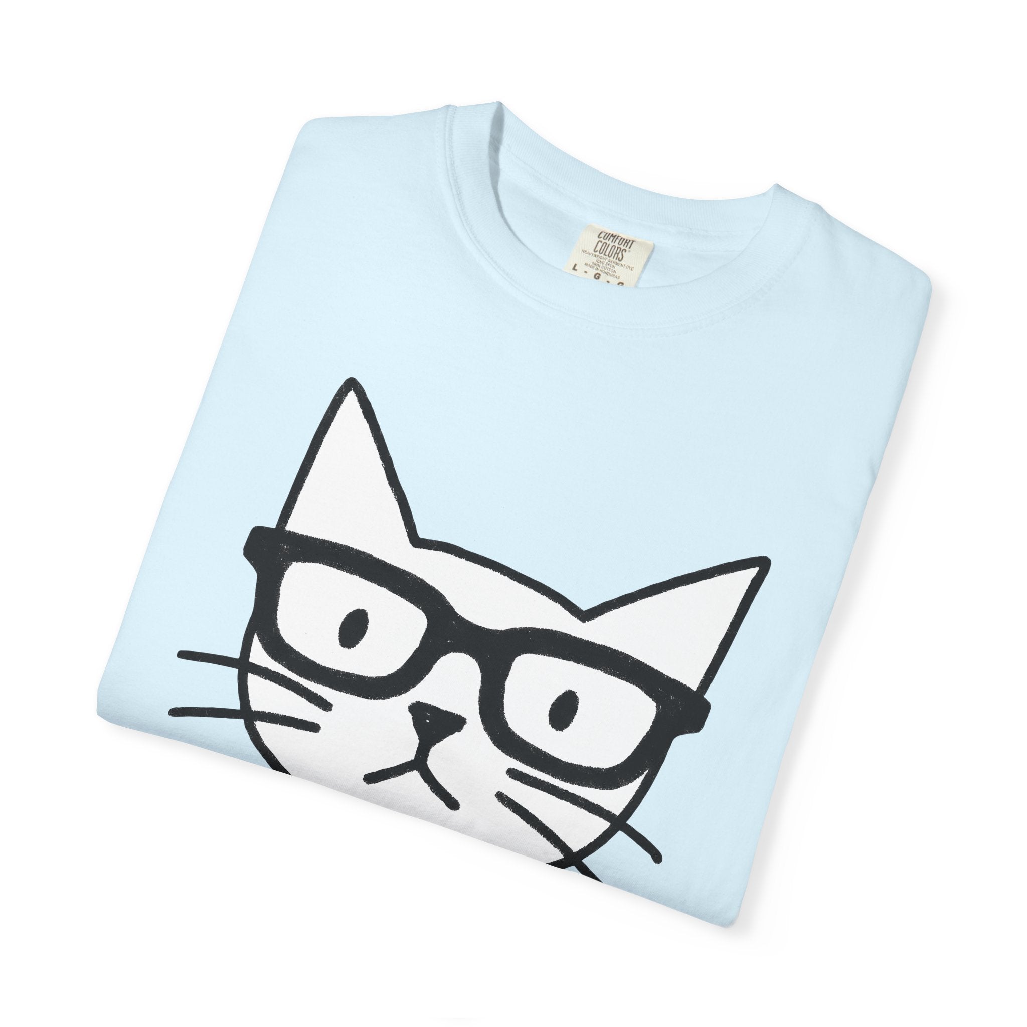 Feline Face Shirt Cat Joke Gift Women Cartoon Tee Cat T-Shirt Kitty Fan Cartoonish Tshirt Humor Graphic Clean Eyeglasses Tshirt
