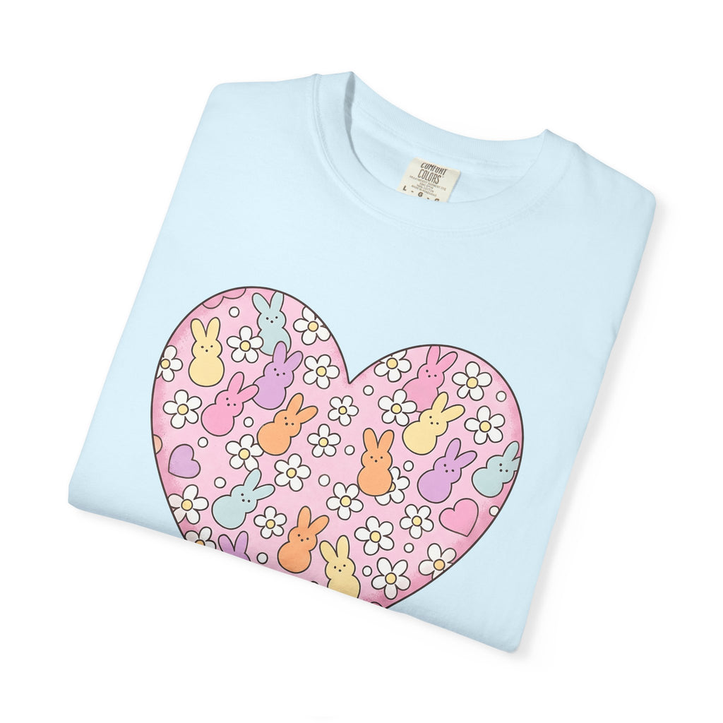 Pastel Rabbit Love Shirt Easter Outdoors Gift Women Line Art Tee Bunny T-Shirt Spring Fan Hand Drawn Tshirt Nature Graphic Sketch Daisy