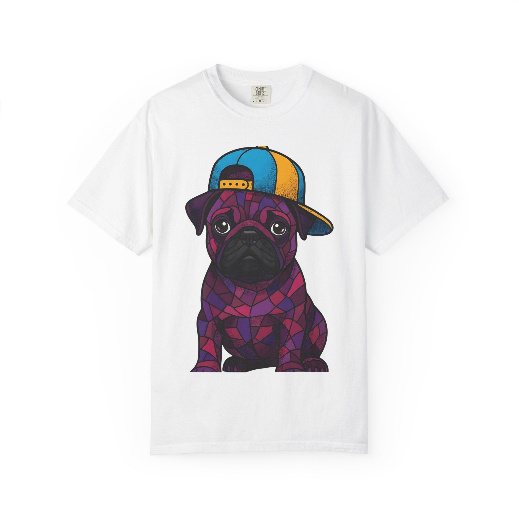Pug Puppy Shirt Dog Casual Wear Gift Women Stained Glass Tee Pugs T-Shirt Dog Fan Mosaic Tshirt Streetwear Graphic Cartoon Baseball Hat